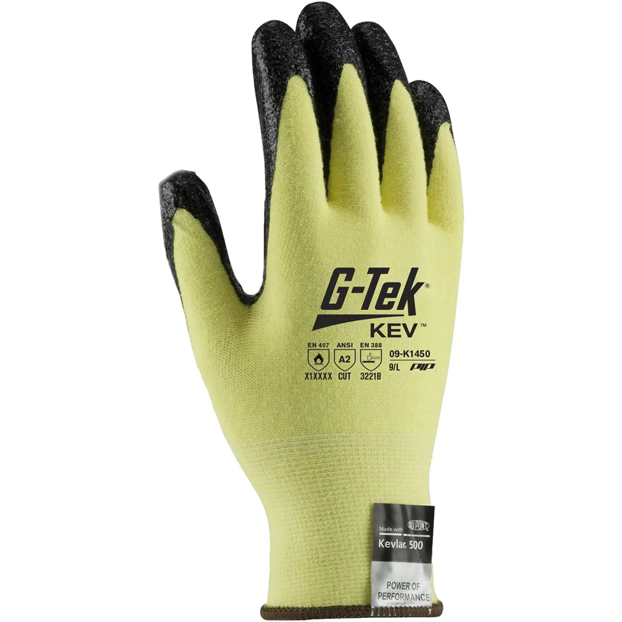 PIP G-Tek KEV 09-K1450 Seamless Knit DuPont Kevlar/Elastane Glove with Nitrile Coated Smooth Grip Work Gloves_Back_Image