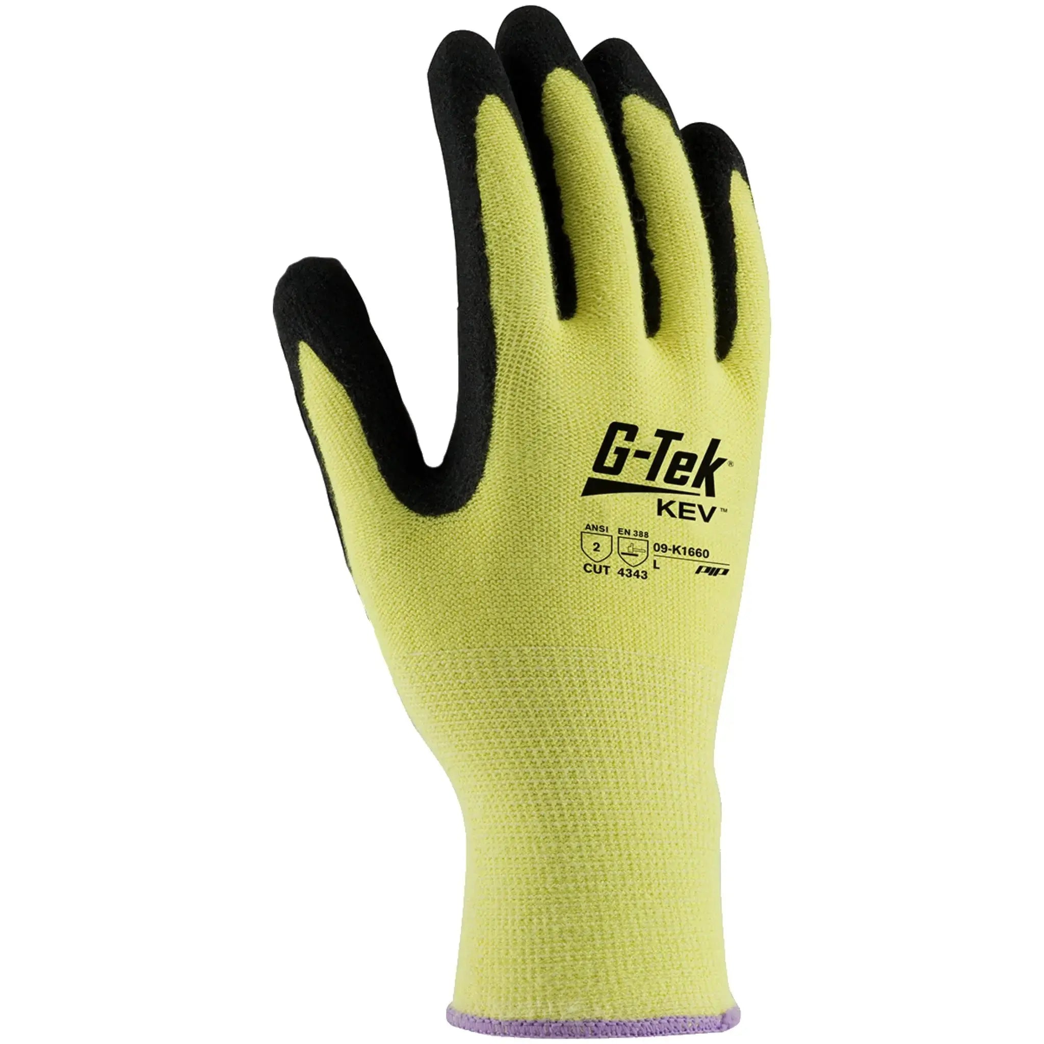 PIP G-Tek KEV 09-K1660 Seamless Knit Kevlar Glove Nitrile Coated with MicroFinish Grip - Medium Weight_Back_Image
