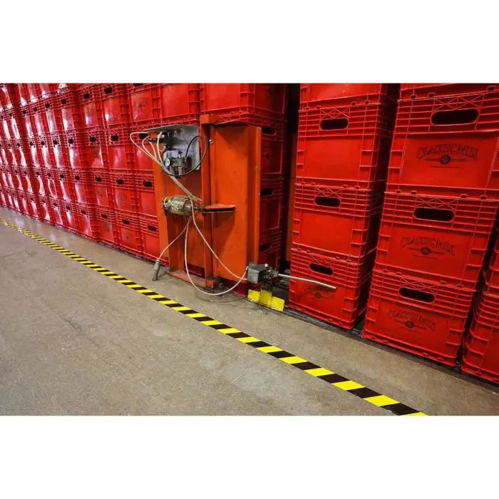 Brady ToughStripe Floor Marking Tape Roll Polyester Diagonal Stripes Black on Yellow 3" x 100'