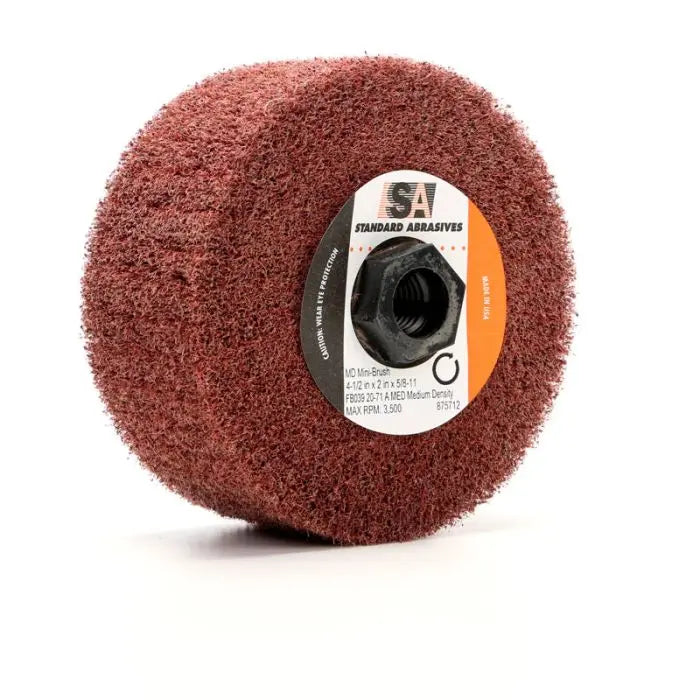 Standard Abrasives™ MD Mini-Brush 875711, 4-1/2 in x 2 in x 5/8-11 FB036 A XCS Medium Density, Case of 2