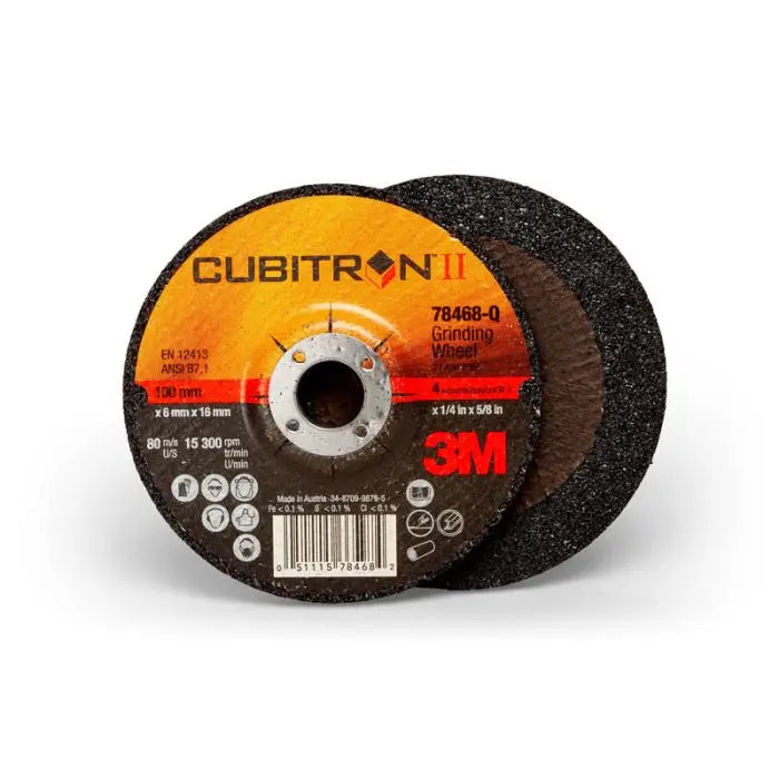 3M™ Cubitron™ II Depressed Center Grinding Wheel, (78468-Q), T27, 4 in x 1/4 in x 5/8 in, 10 per inner, 20 per case