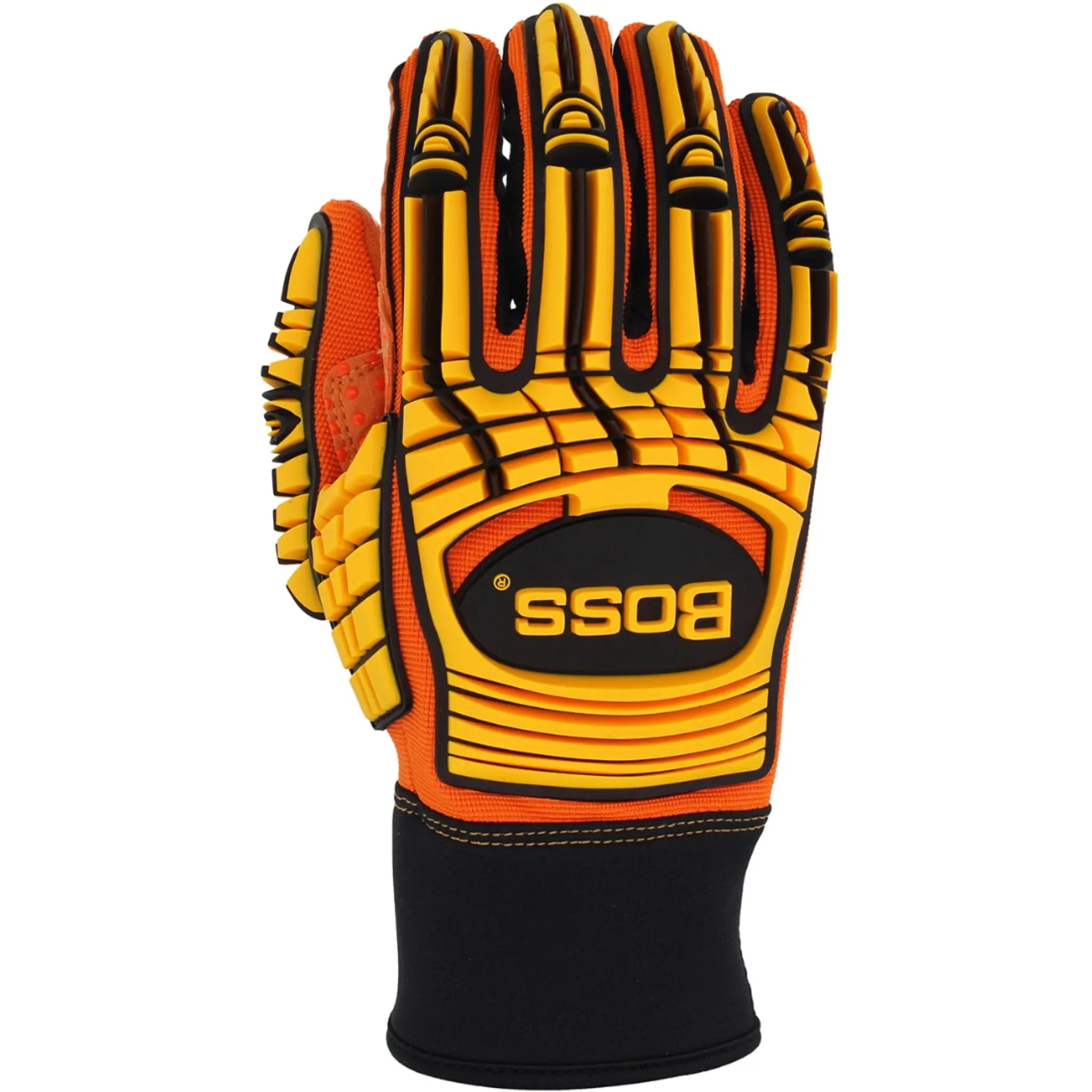 PIP Boss 120-MP2110 Synthetic Leather Palm with PVC Dotted Grip and Spandex Back, TPR Impact Protection Glove_Back_Image