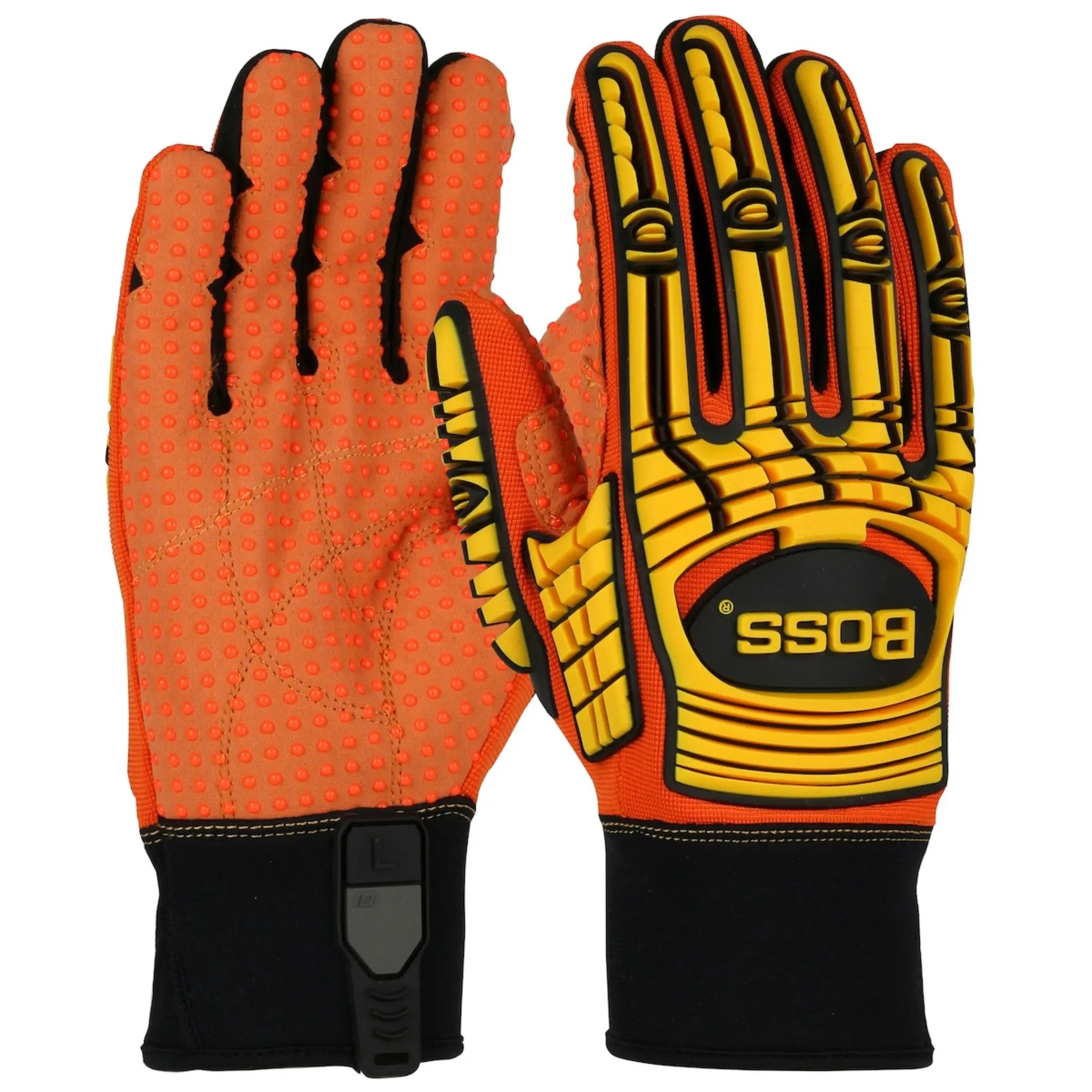 PIP Boss 120-MP2110 Synthetic Leather Palm with PVC Dotted Grip and Spandex Back, TPR Impact Protection Glove_Main_Image