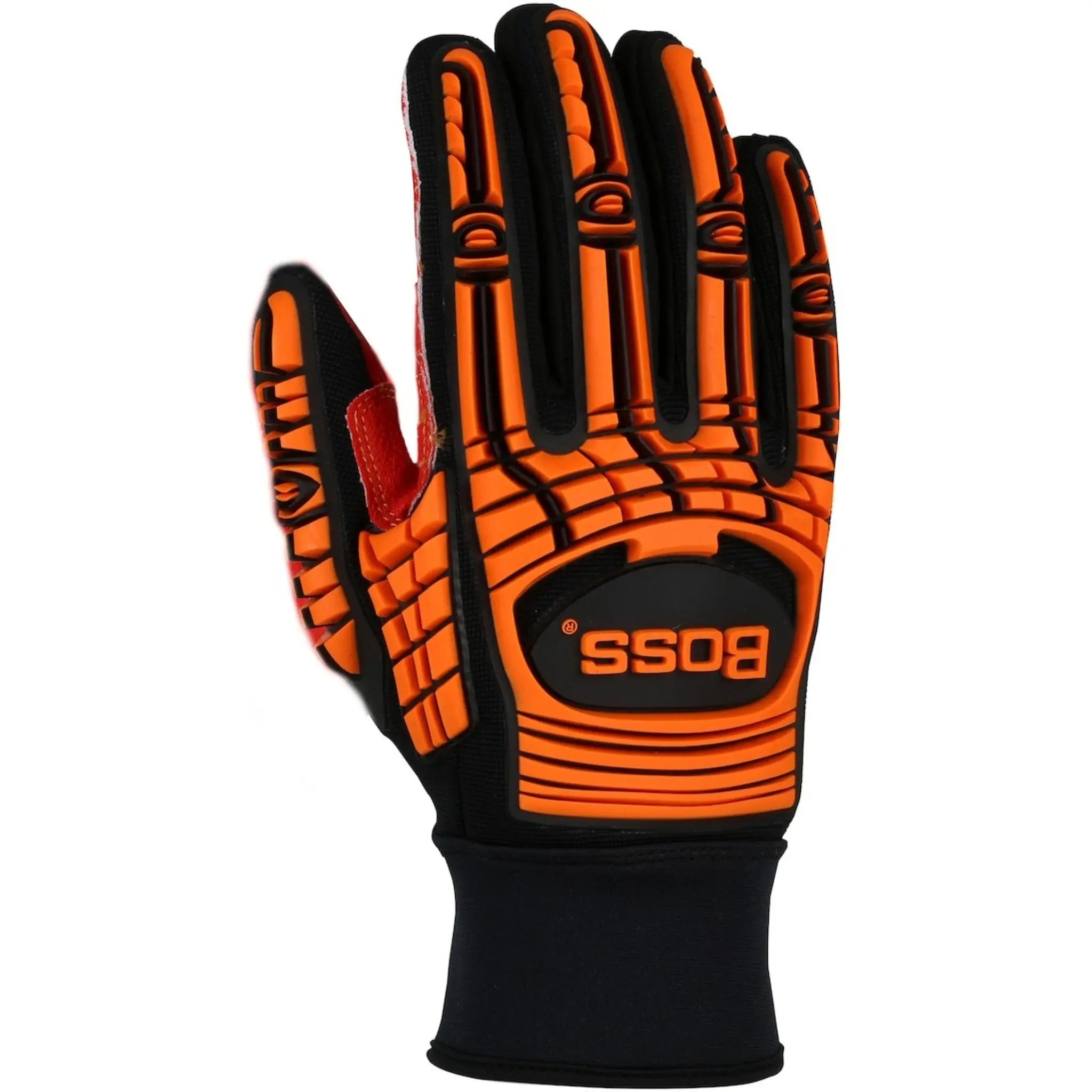 PIP Boss 120-MP3120 Red PVC Grip Palm and Spandex Back, TPR Impact Protection Glove_back_Image