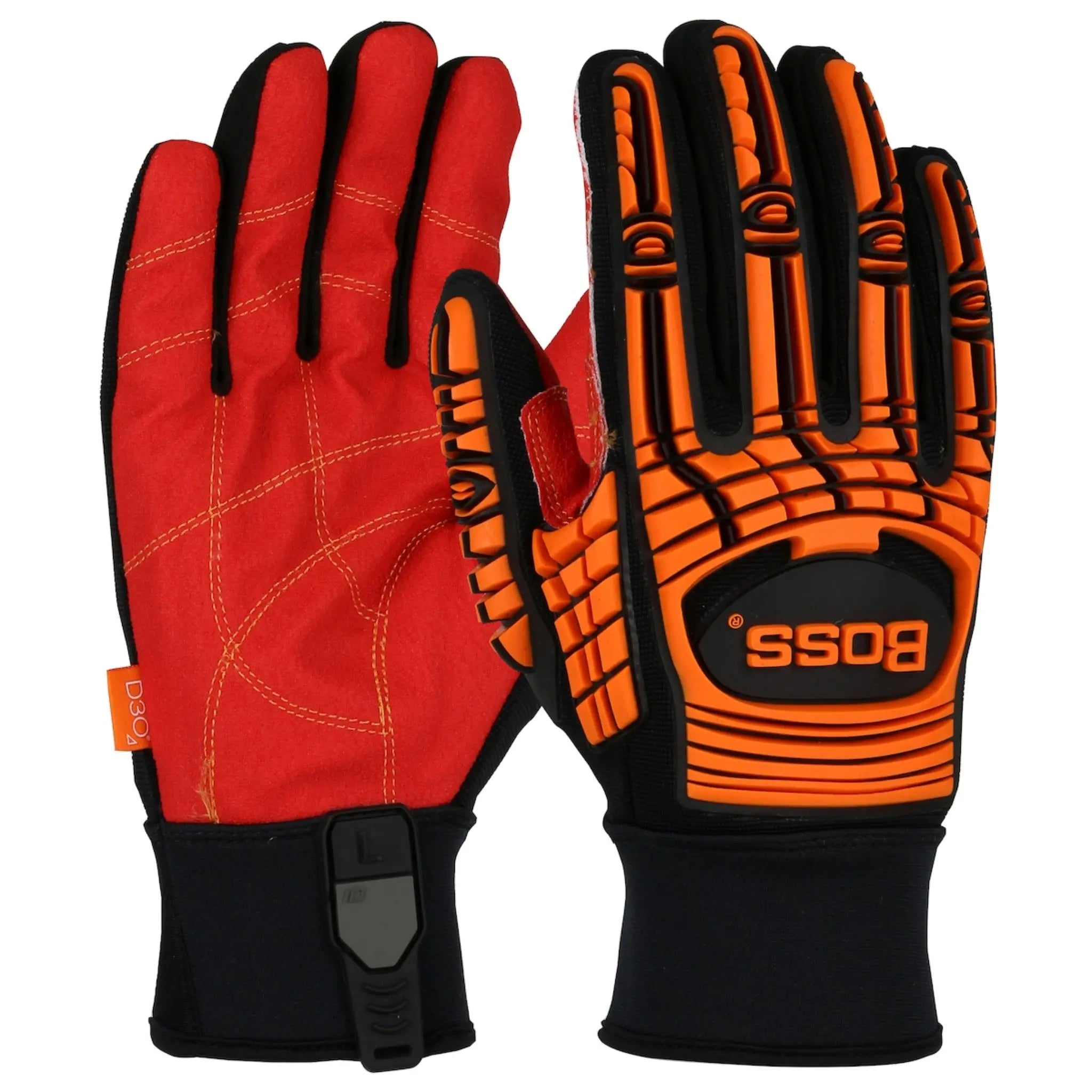 PIP Boss 120-MP3120 Red PVC Grip Palm and Spandex Back, TPR Impact Protection Glove_Main_Image