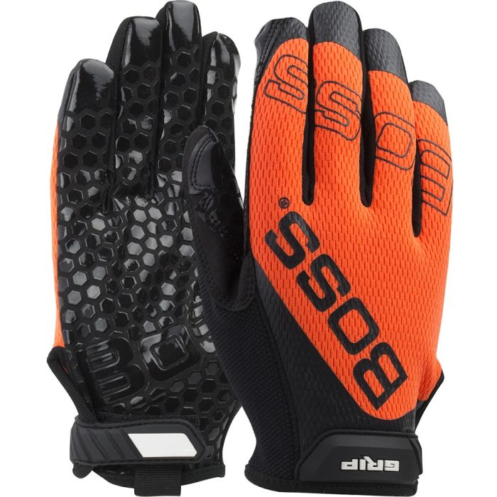 PIP Boss 120-MG1240T Synthetic Microfiber Palm with Silicone Grip and Hi-Vis Mesh Fabric Back Glove, 1 Pair