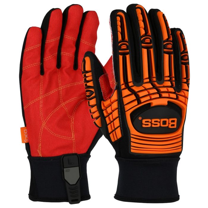 PIP Boss 120-MP3120 TPR Glove with Red PVC Grip Palm and Spandex Back, 1 Pair