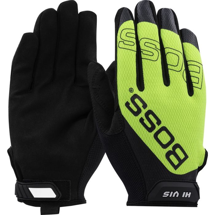 PIP Boss 120-MV1230T Synthetic Microfiber Palm with Hi-Vis Mesh Fabric Back Glove, 1 Pair