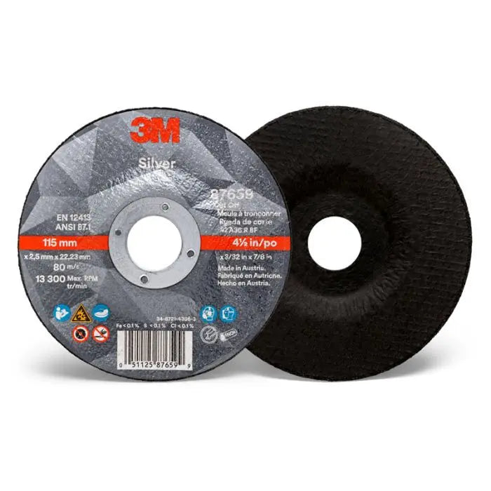 3M™ Silver Cut-Off Wheel, 87659, T27 4.5 in x 3/32 in x 7/8 in, 25 per inner, 50 per case