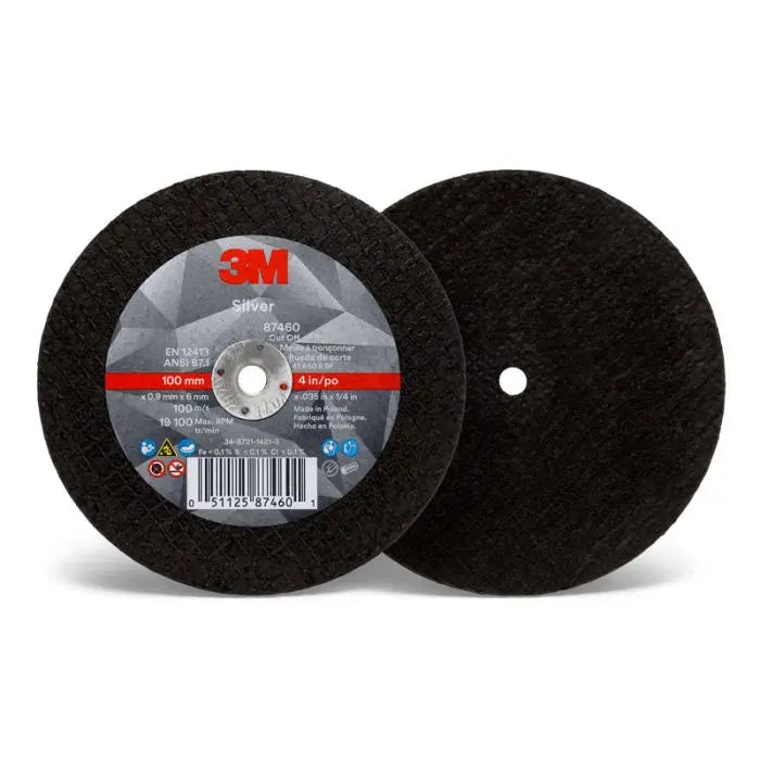 3M™ Silver Cut-Off Wheel, 87460, T1, 4 in x .035 in x 1/4 in, 25 per inner 50 per case