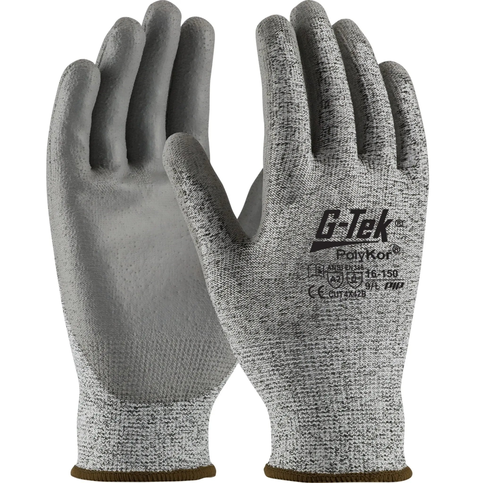 PIP G-Tek PolyKor 16-150V Seamless Knit PolyKor Blended Glove with Polyurethane Coated Flat Grip, Vend Ready_Main_Image