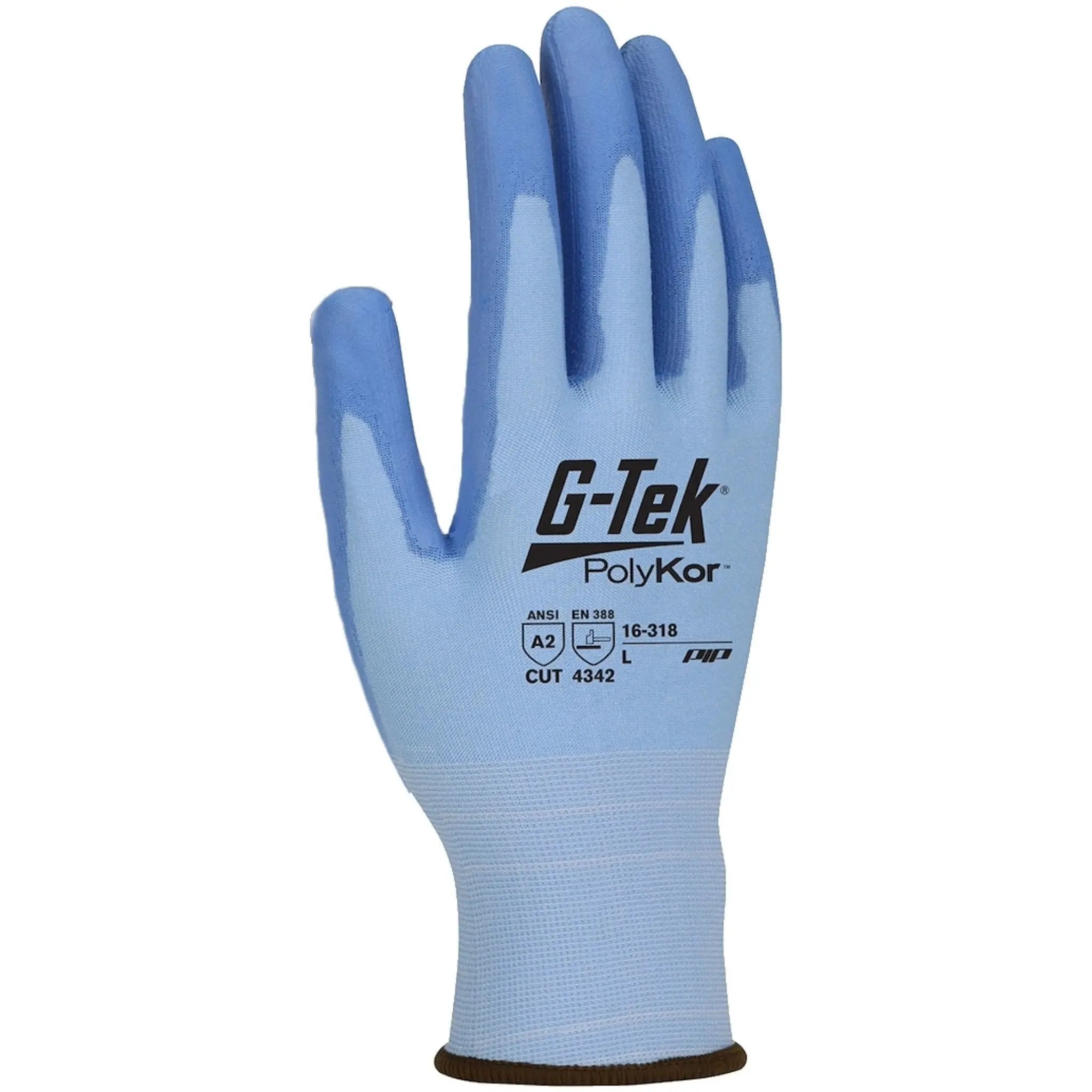 PIP G-Tek PolyKor 16-318V Seamless Knit PolyKor Blended Glove with Polyurethane Coated Grip, Vend Ready_Back_Image