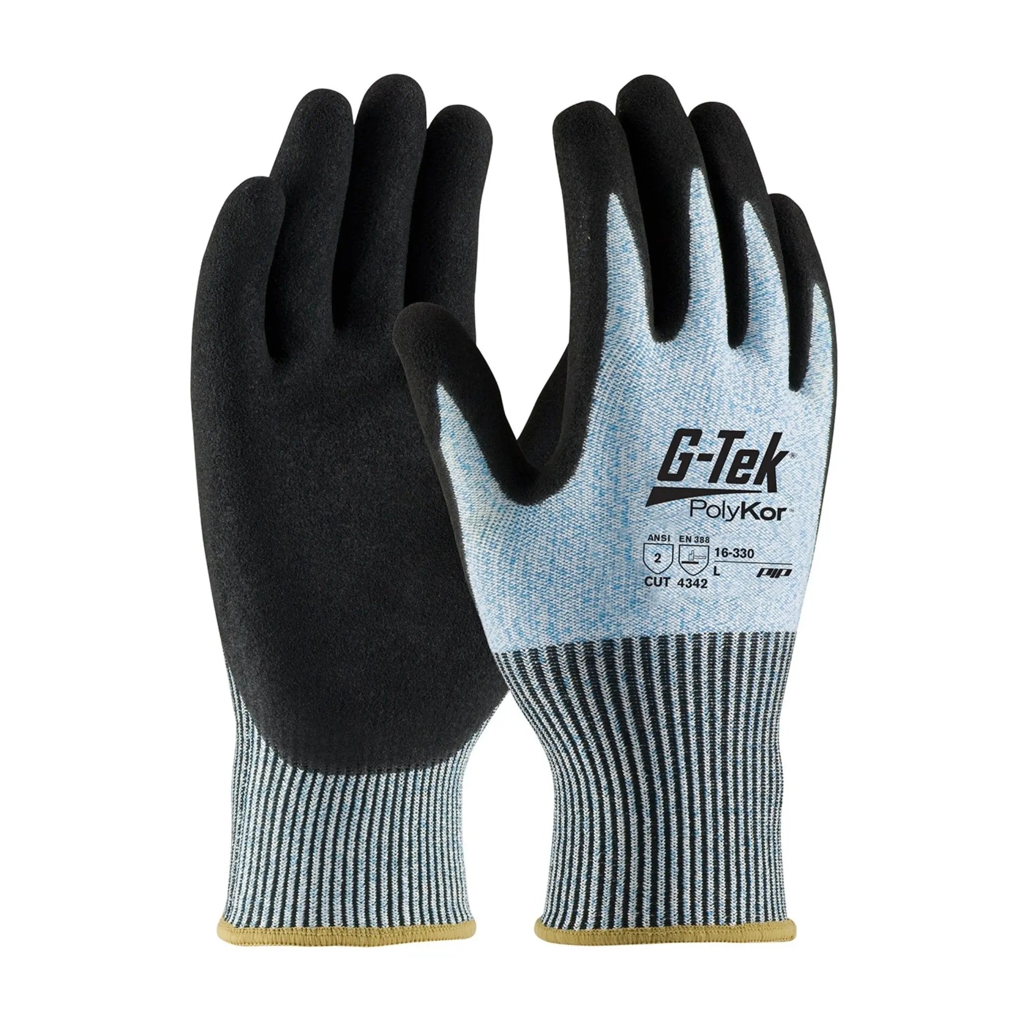 PIP G-Tek 16-330 PolyKor Seamless Knit Blended Glove with Double Dipped Nitrile Coated MicroSurface Grip_Main_Image