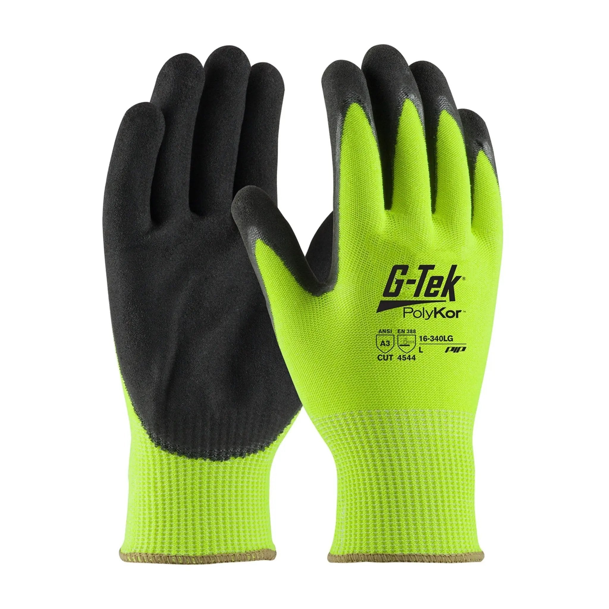 PIP G-Tek 16-340LG PolyKor Blended Glove with Double-Dipped Nitrile Coated Micro-Surface Grip_Main_Image