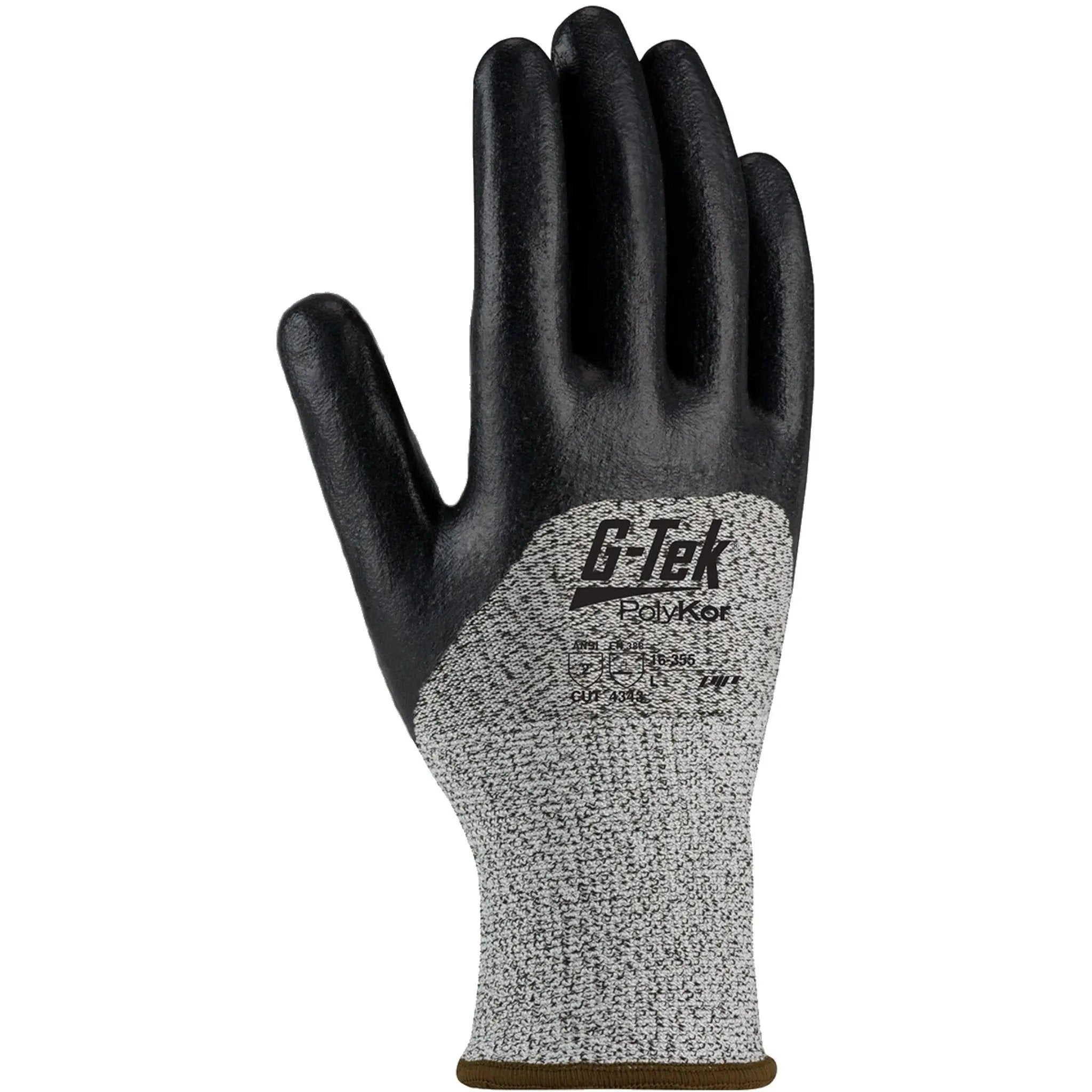 PIP G-Tek 16-355 Seamless Knit PolyKor Blended Glove with Nitrile Coated Foam Grip on Palm Fingers & Knuckles_Back_Image