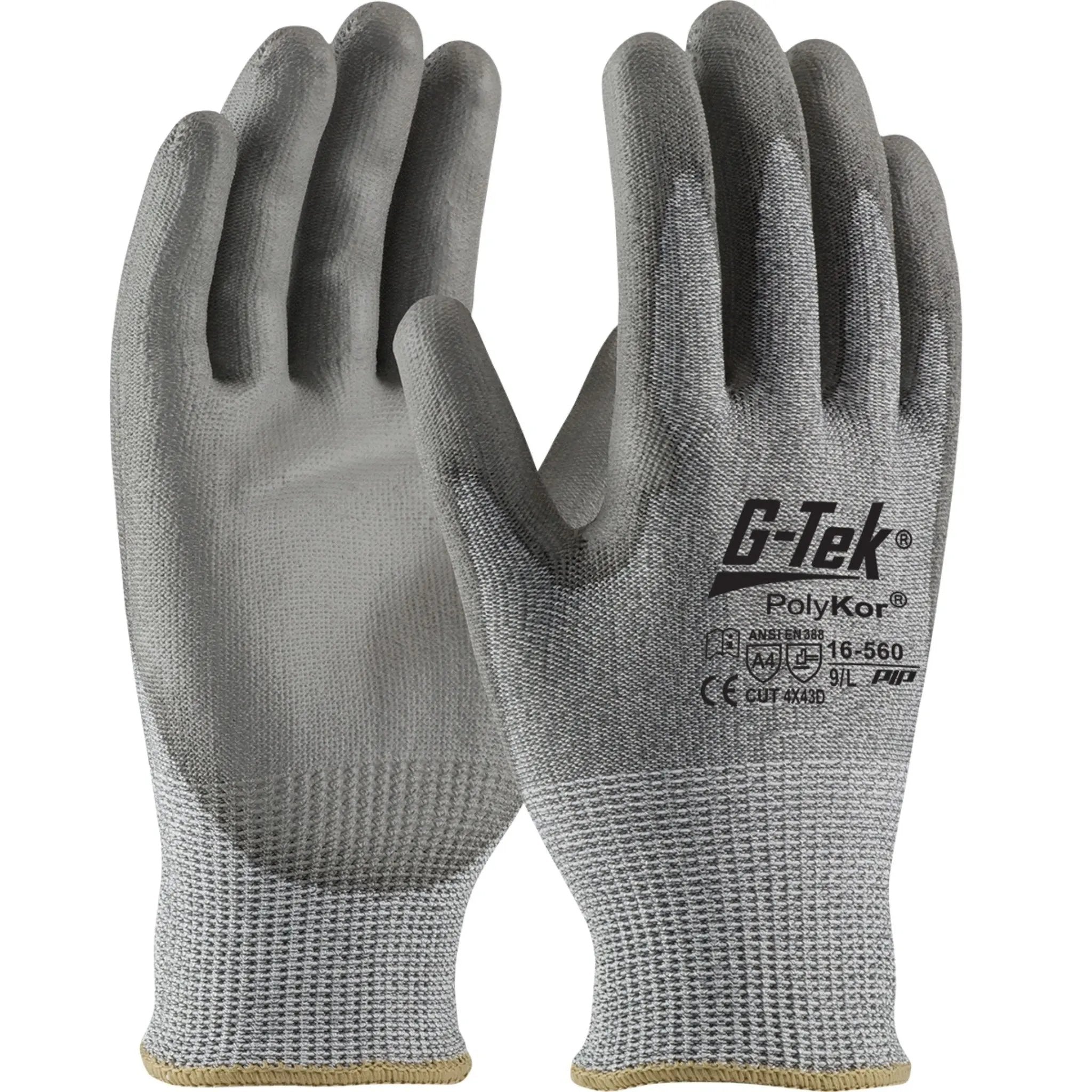 PIP G-Tek PolyKor 16-560V Seamless Knit PolyKor Blended Glove with Polyurethane Coated Flat Grip, Vend Ready_Main_Image