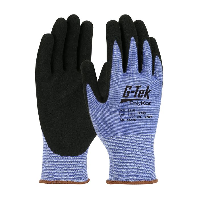 PIP 16-635/XXL G-Tek Seamless Knit PolyKor Blended Glove with Nitrile Coated MicroSurface Grip on Palm & Fingers 2XL 6 DZ