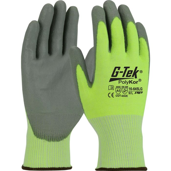 PIP G-Tek PolyKor 16-645LG A5 Cut Blended Glove, Hi Vis Green, Box of 12
