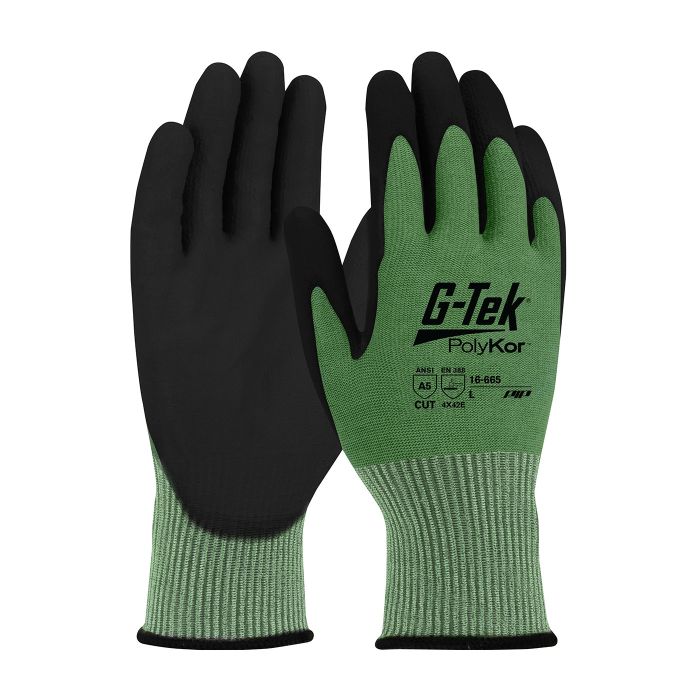 PIP 16-665/XXL G-Tek Seamless Knit PolyKor Blended Glove with Polyurethane Coated Smooth Grip on Palm & Fingers 2XL 6 DZ