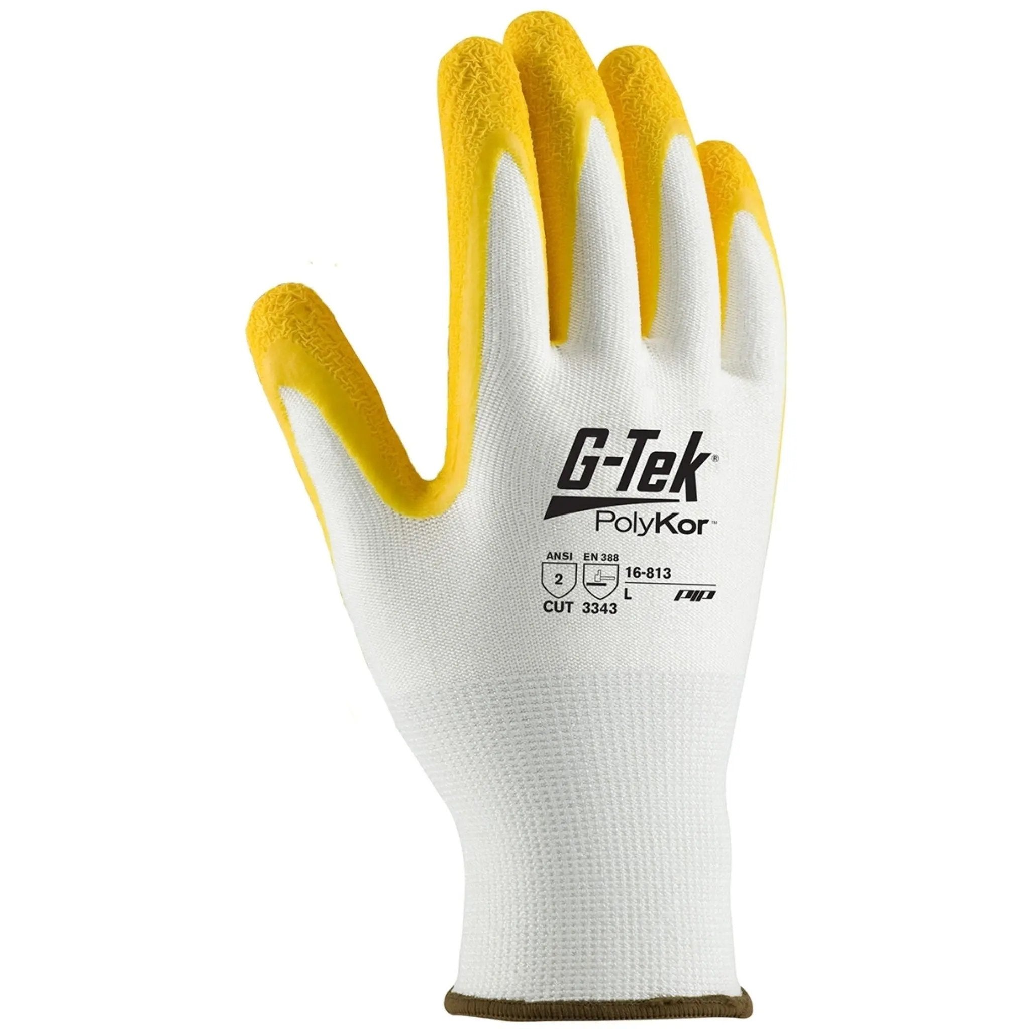 PIP G-Tek 16-813 Seamless Knit PolyKor Blended Glove with Latex Coated Crinkle Grip on Palm & Fingers_Back_Image
