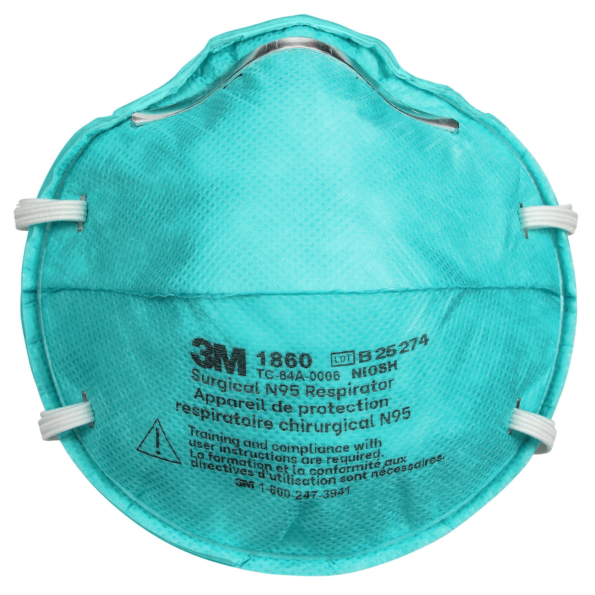 3M 1860 N95 Health Care Particulate Respirator and Surgical Mask, Teal