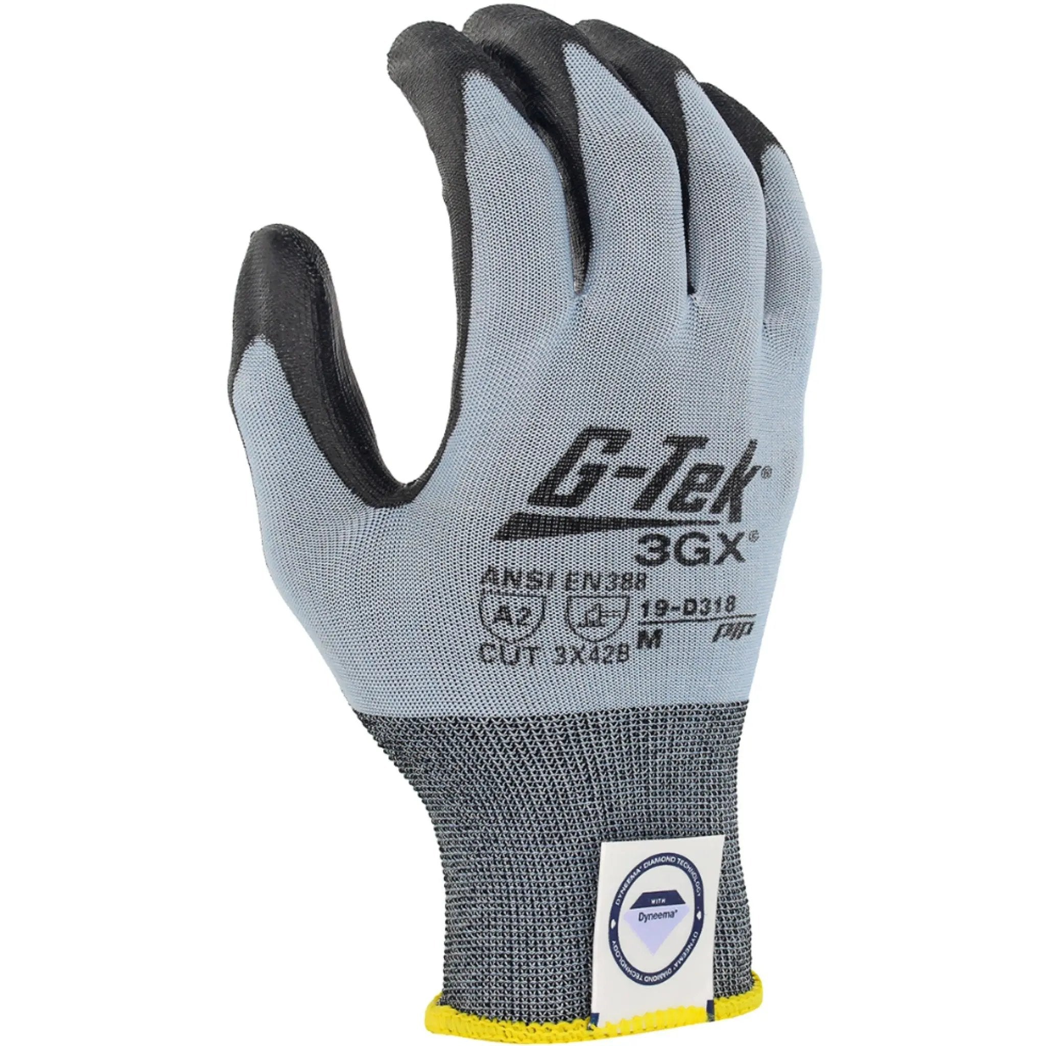 PIP G-Tek 3GX 19-D318 Seamless Knit Dyneema Diamond Blended Glove wih Polyurethane Grip_Back_Image