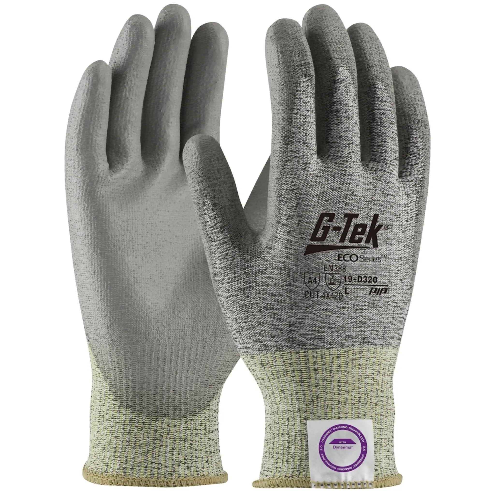 PIP G-Tek 3GX 19-D320 Seamless Knit Dyneema Diamond / Polyester / Spandex Glove with Polyurethane Coated Smooth Grip on Palm & Fingers_Main_Image