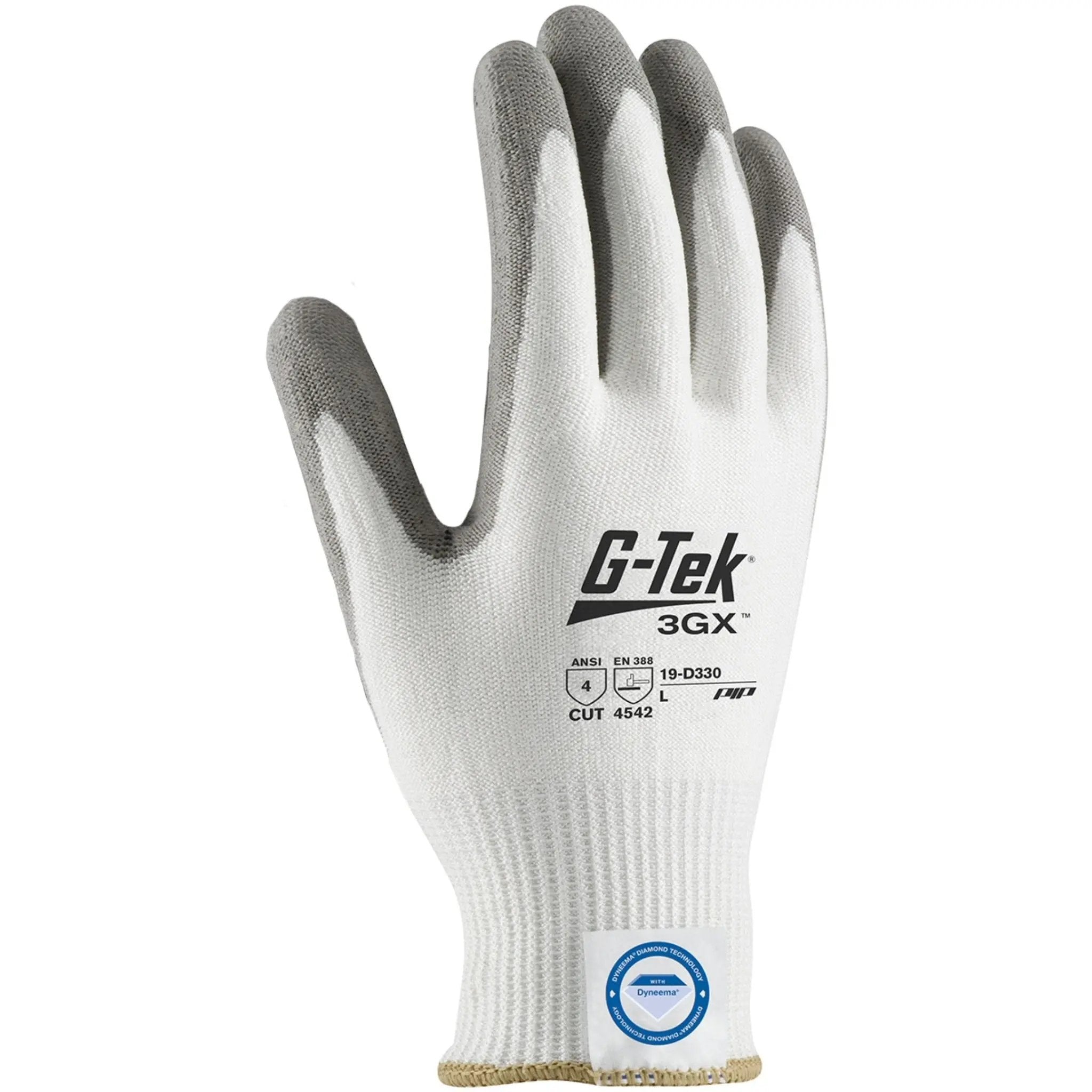 PIP G-Tek 3GX 19-D330 Seamless Knit Dyneema Diamond / Spandex Glove with Polyurethane Coated Smooth Grip on Palm & Fingers_Back_Image