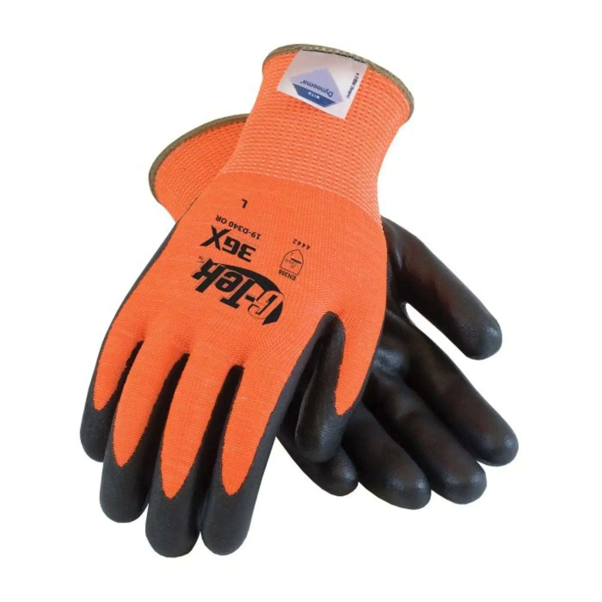 PIP G-Tek 3GX 19-D340OR Seamless Knit Dyneema Diamond / Spandex Glove with Nitrile Coated Foam Grip on Palm Fingers_Back_Image_2