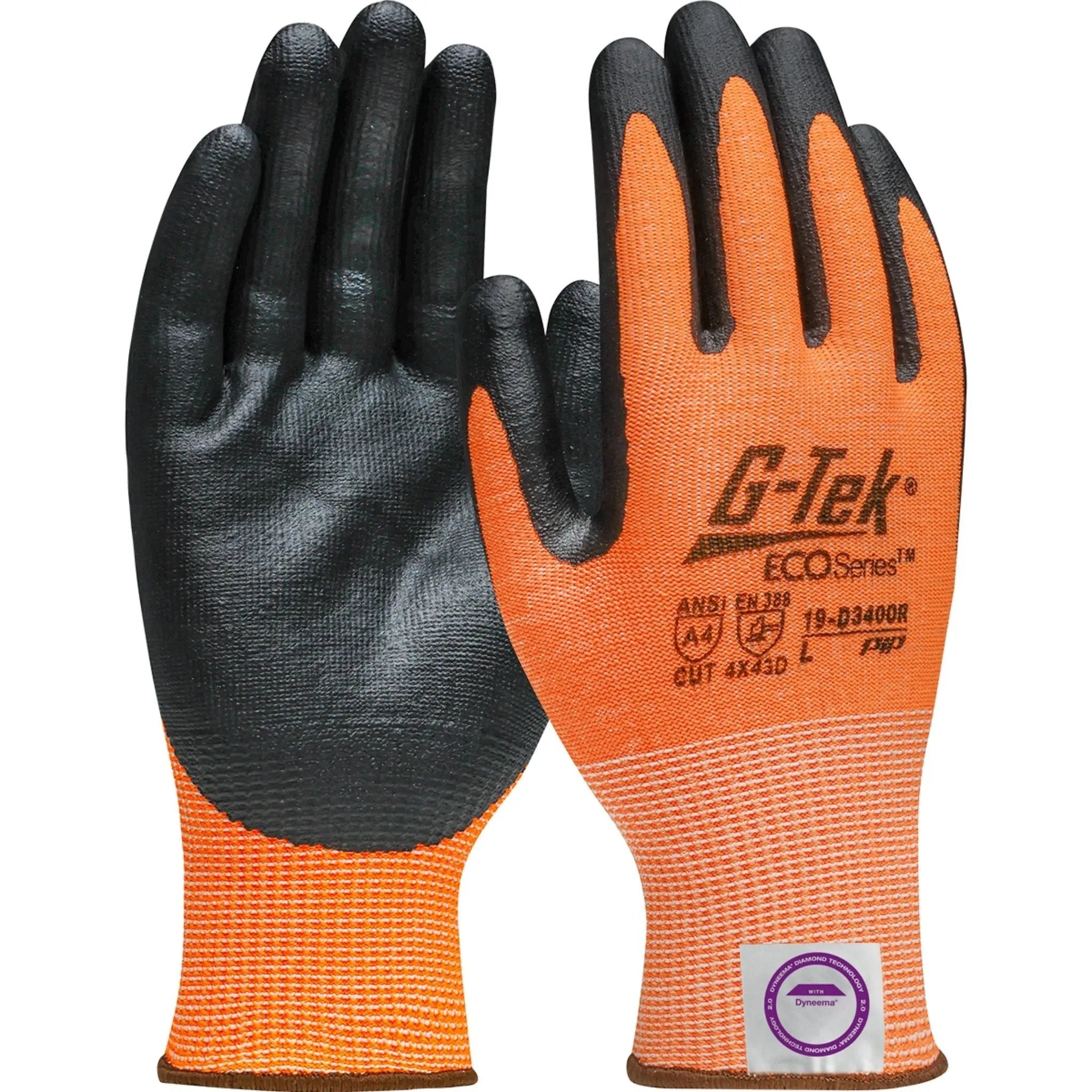 PIP G-Tek 3GX 19-D340OR Seamless Knit Dyneema Diamond / Spandex Glove with Nitrile Coated Foam Grip on Palm Fingers_Main_Image
