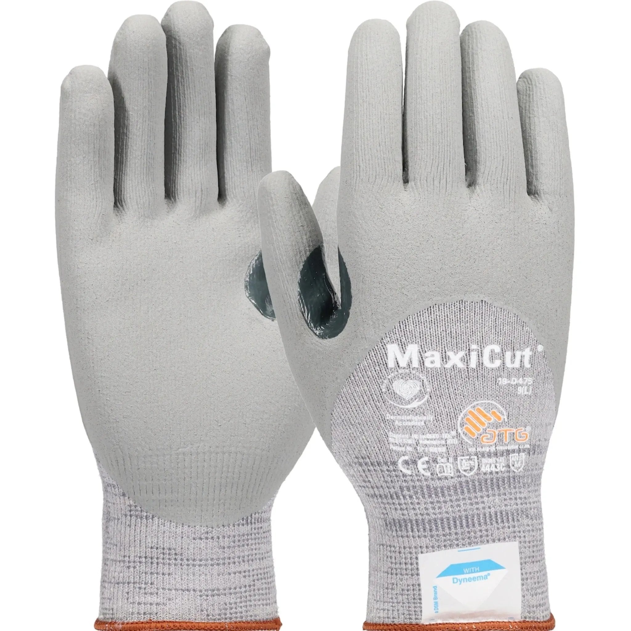 PIP ATG 19-D475 MaxiCut Seamless Knit Dyneema / Engineered Yarns Glove with Nitrile Coated Foam Grip on Palm Fingers & Knuckles_Main_Image