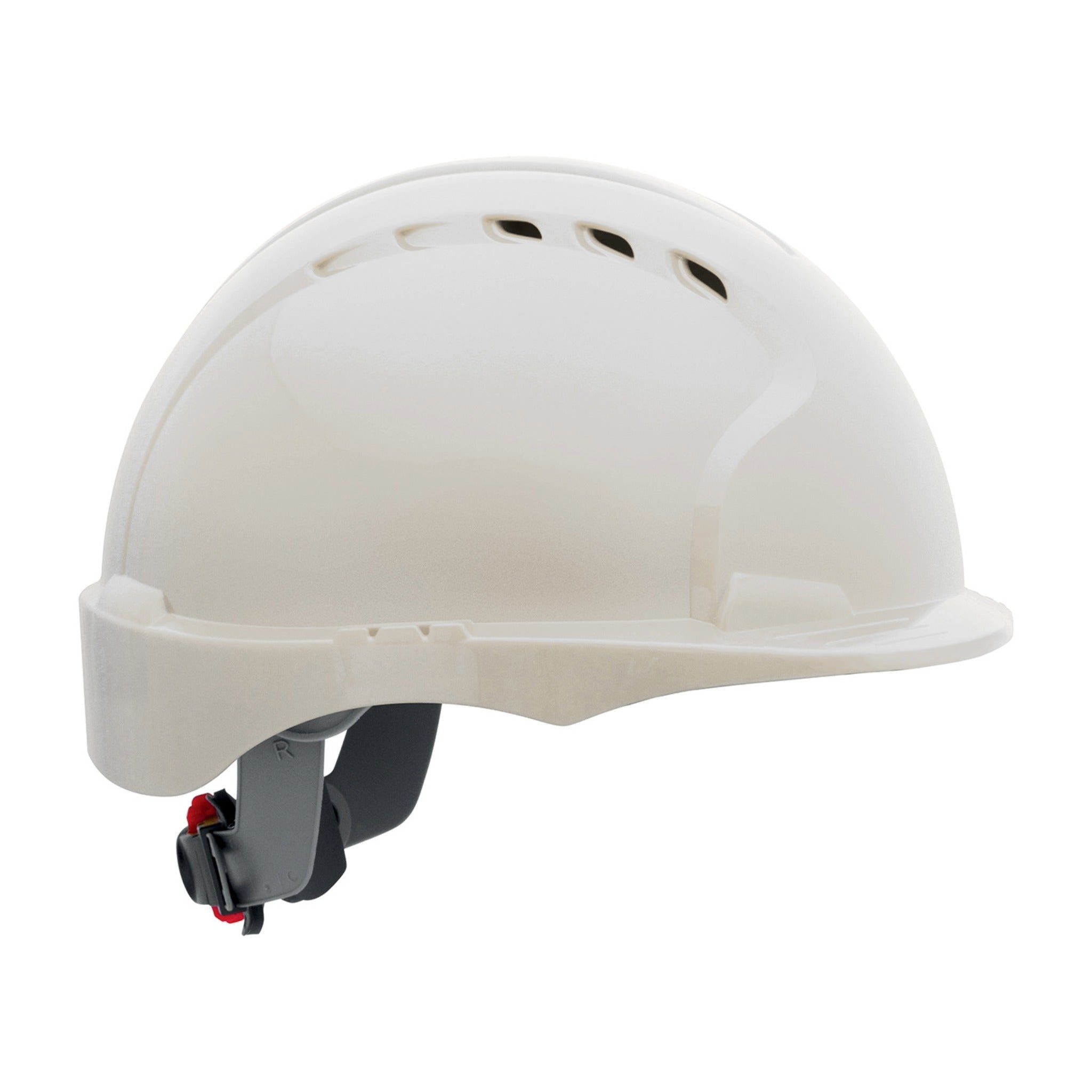 PIP Evolution Deluxe 280-EV6151SV HDPE Shell, 6-Point Polyester Suspension and Wheel Ratchet Adjustment, Vented Short Brim Hard Hat_White