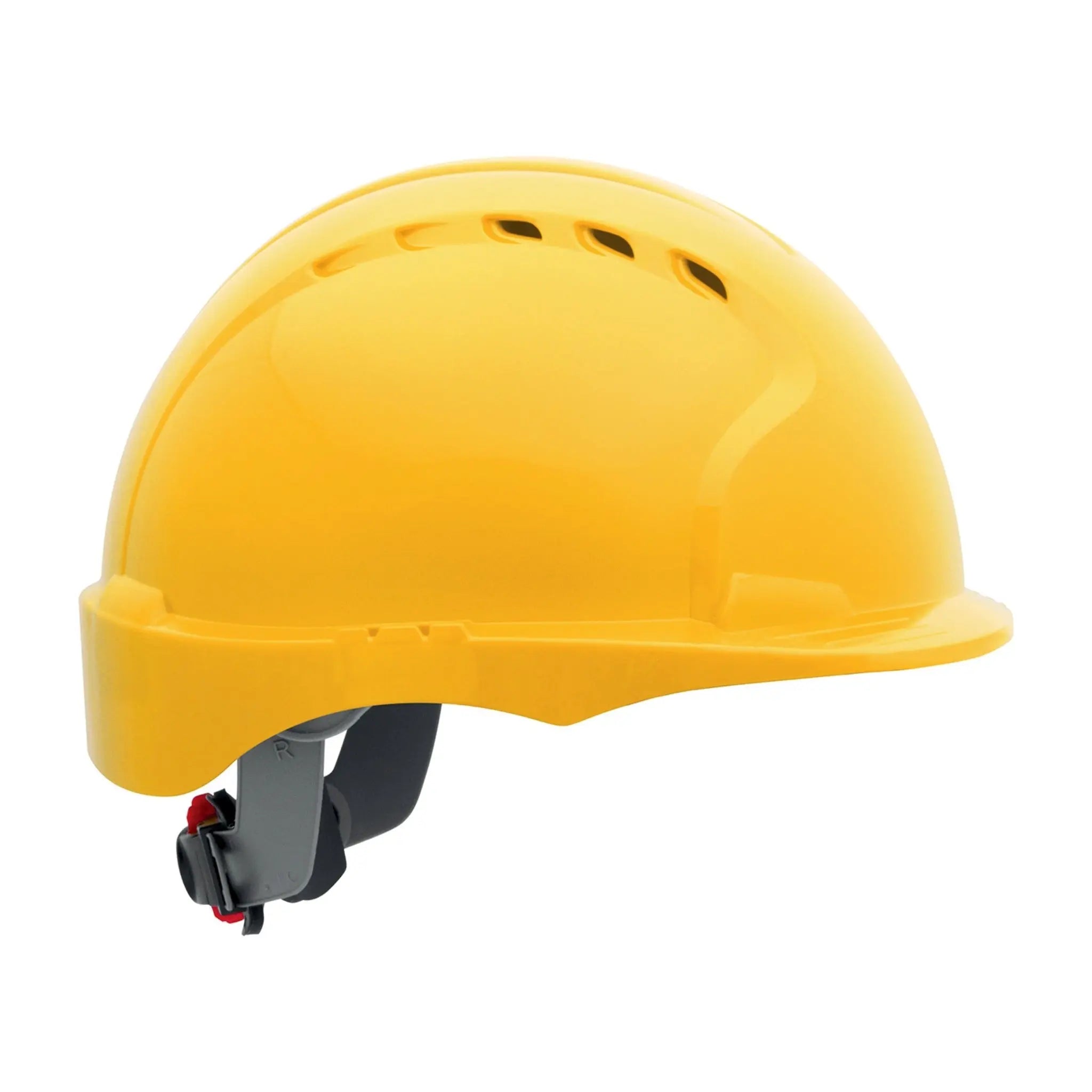 PIP Evolution Deluxe 280-EV6151SV HDPE Shell, 6-Point Polyester Suspension and Wheel Ratchet Adjustment, Vented Short Brim Hard Hat_Yellow