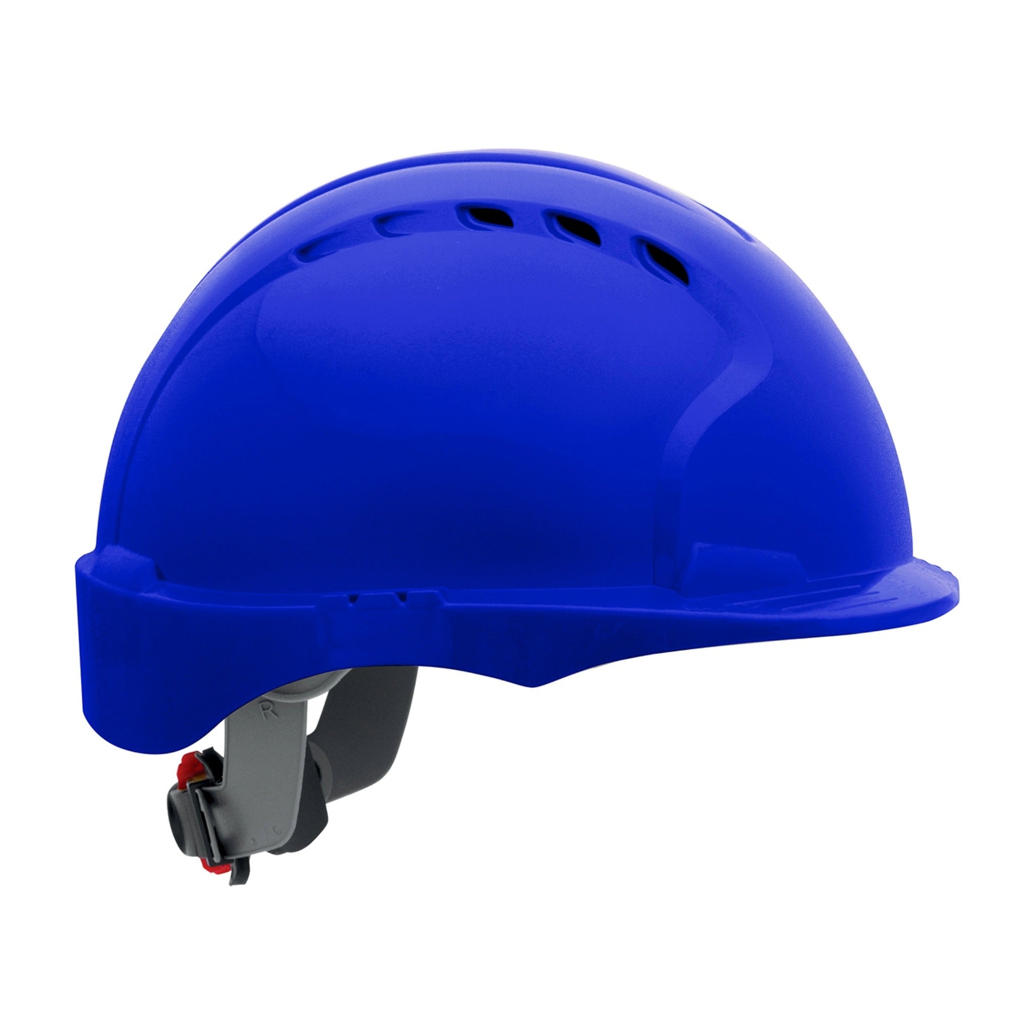 PIP Evolution Deluxe 280-EV6151SV HDPE Shell, 6-Point Polyester Suspension and Wheel Ratchet Adjustment, Vented Short Brim Hard Hat_Blue