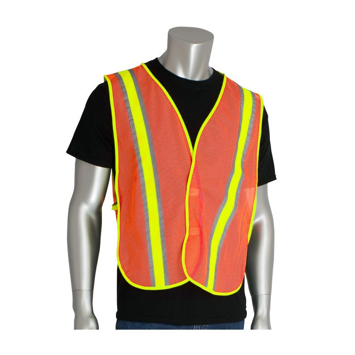 PIP Non ANSI Two Tone Mesh Safety Vest Polyester Hook and Loop closure One Size 50 / Box