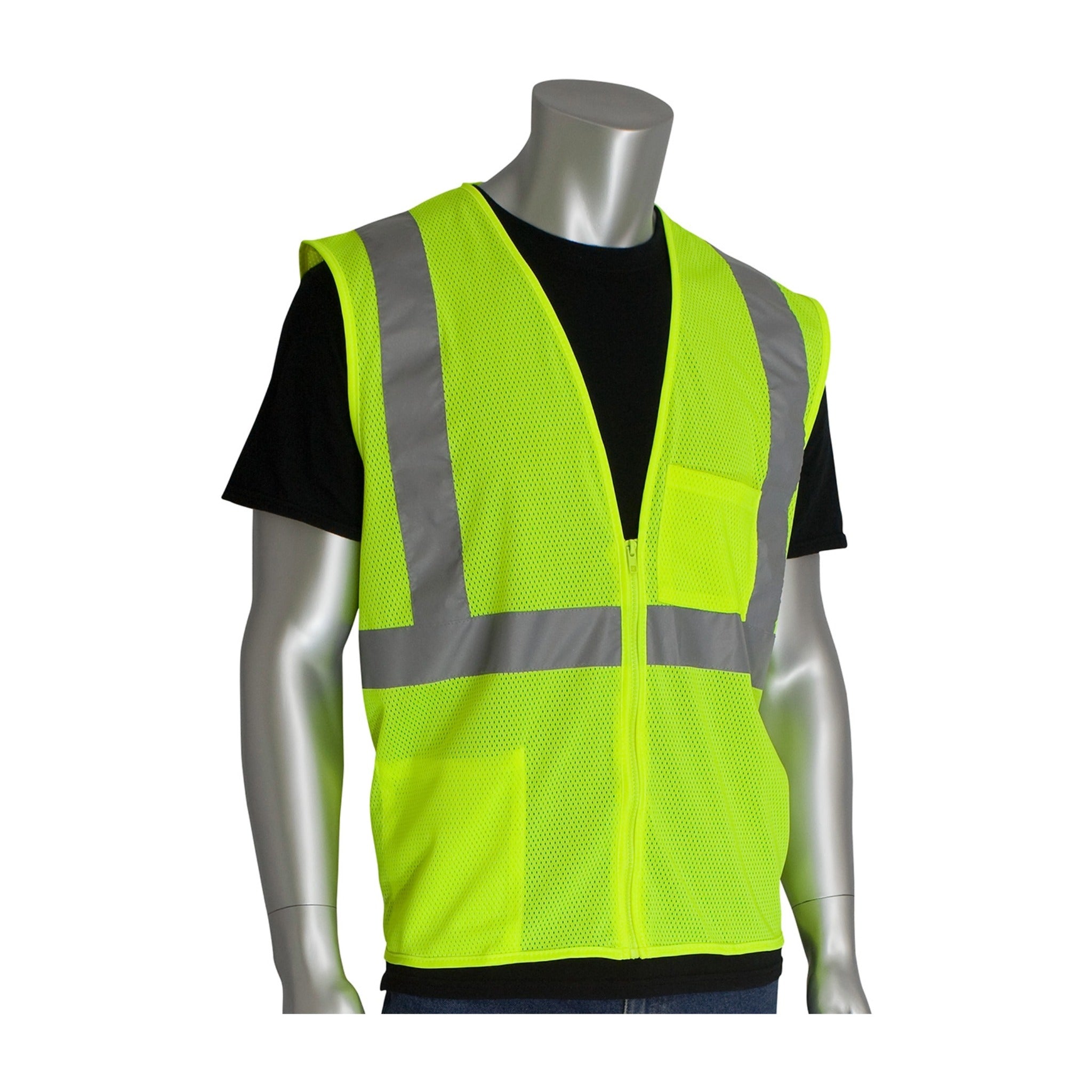PIP 302-0702Z ANSI Type R Class 2 Two Pocket Zipper Mesh Vest_Main_Image
