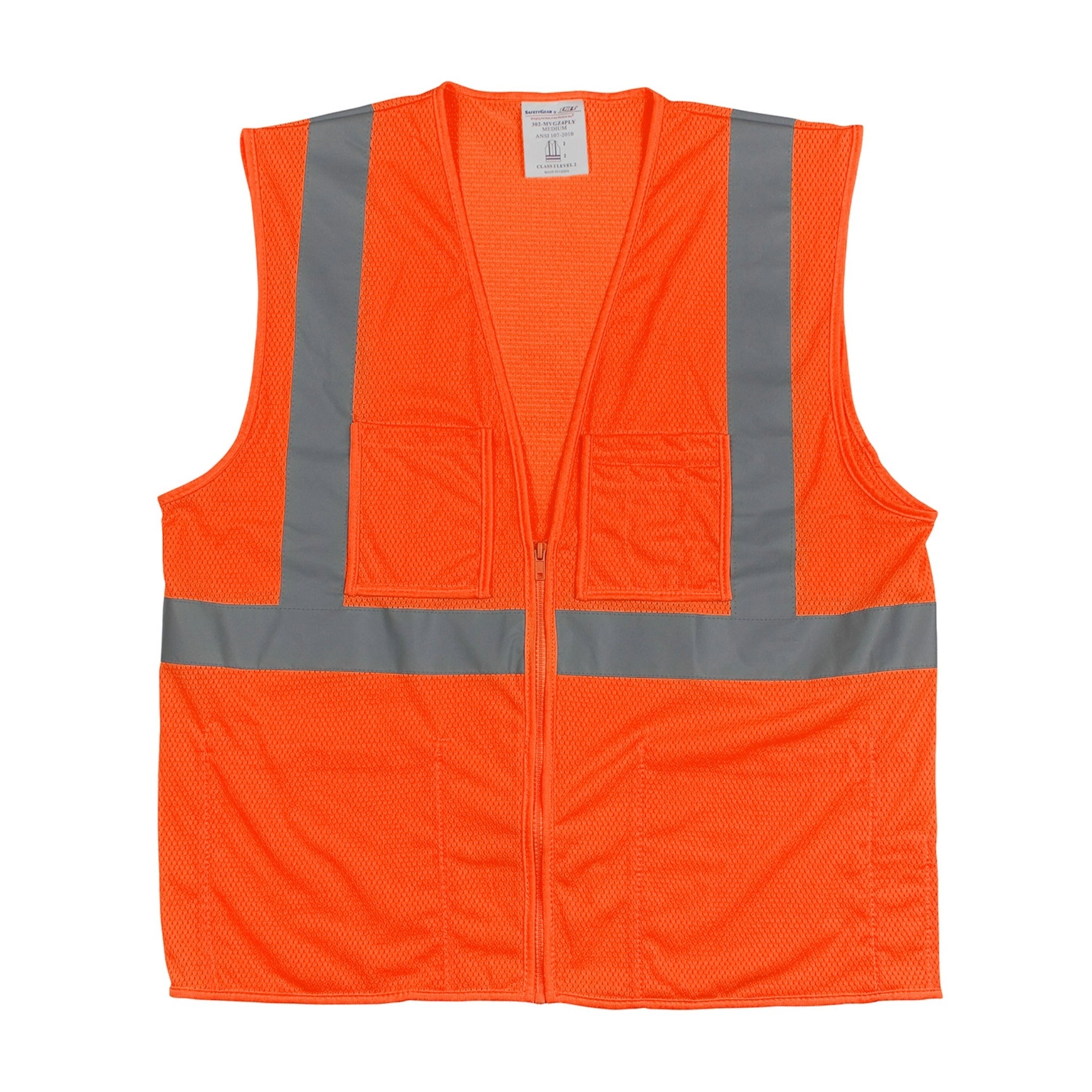 PIP 302-MVGZ4P ANSI Type R Class 2 Four Pocket Value Mesh Vest_Orange_Flat