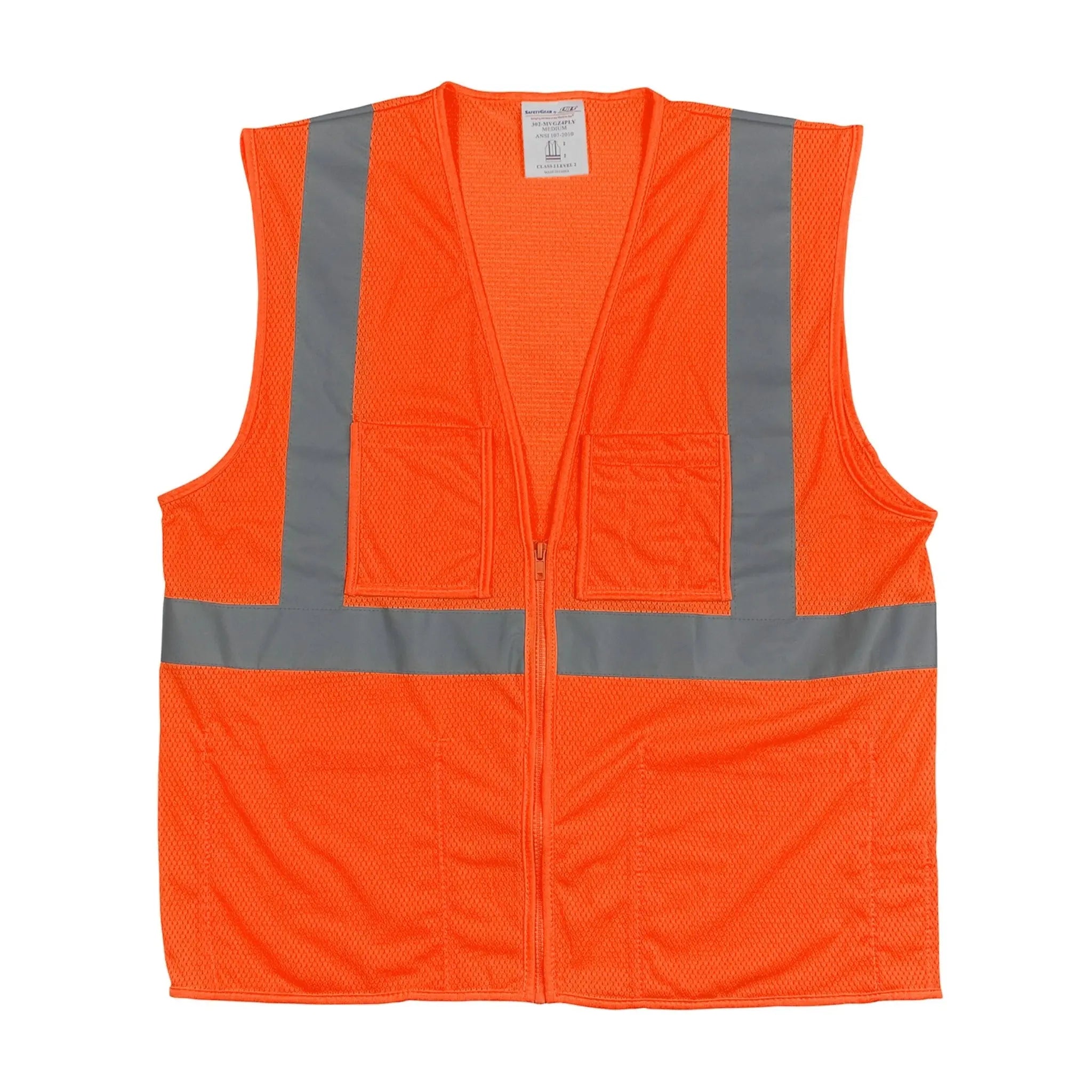 PIP 302-MVGZ4P ANSI Type R Class 2 Four Pocket Value Mesh Vest_Orange_Flat