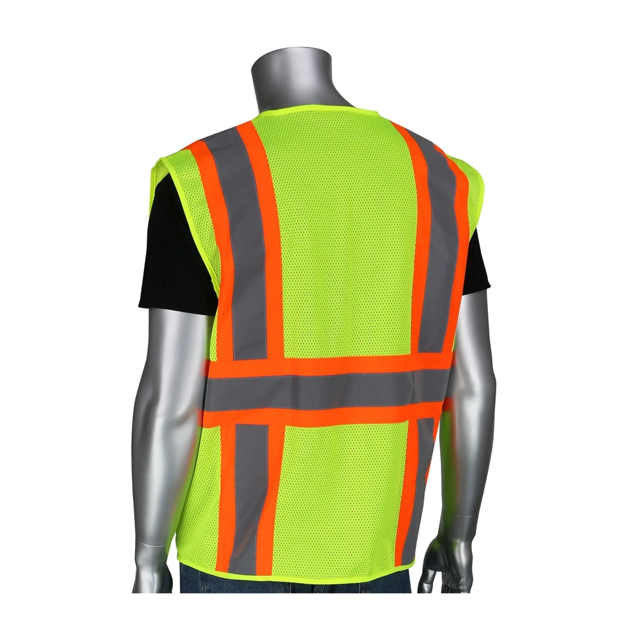 PIP 302-MVZT ANSI Type R Class 2 Two-Tone Six Pocket Mesh Vest_Yellow_Back