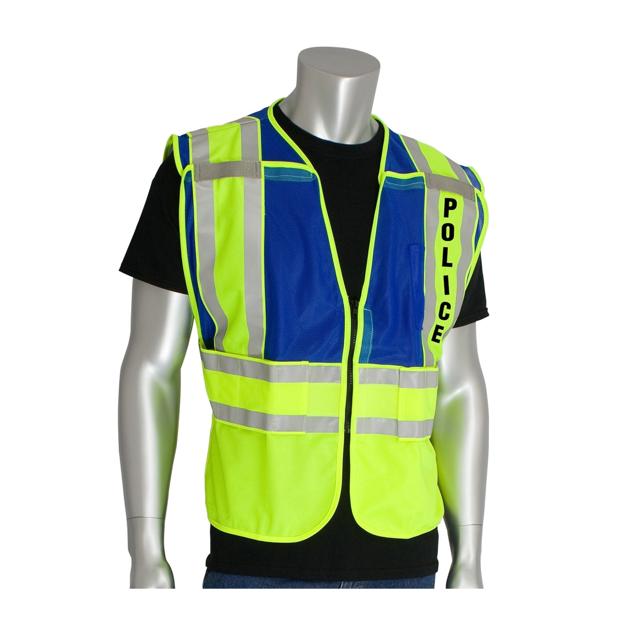PIP 302-PSV-BLU ANSI Type P Class 2 Public Safety Vest, POLICE Logo_Main