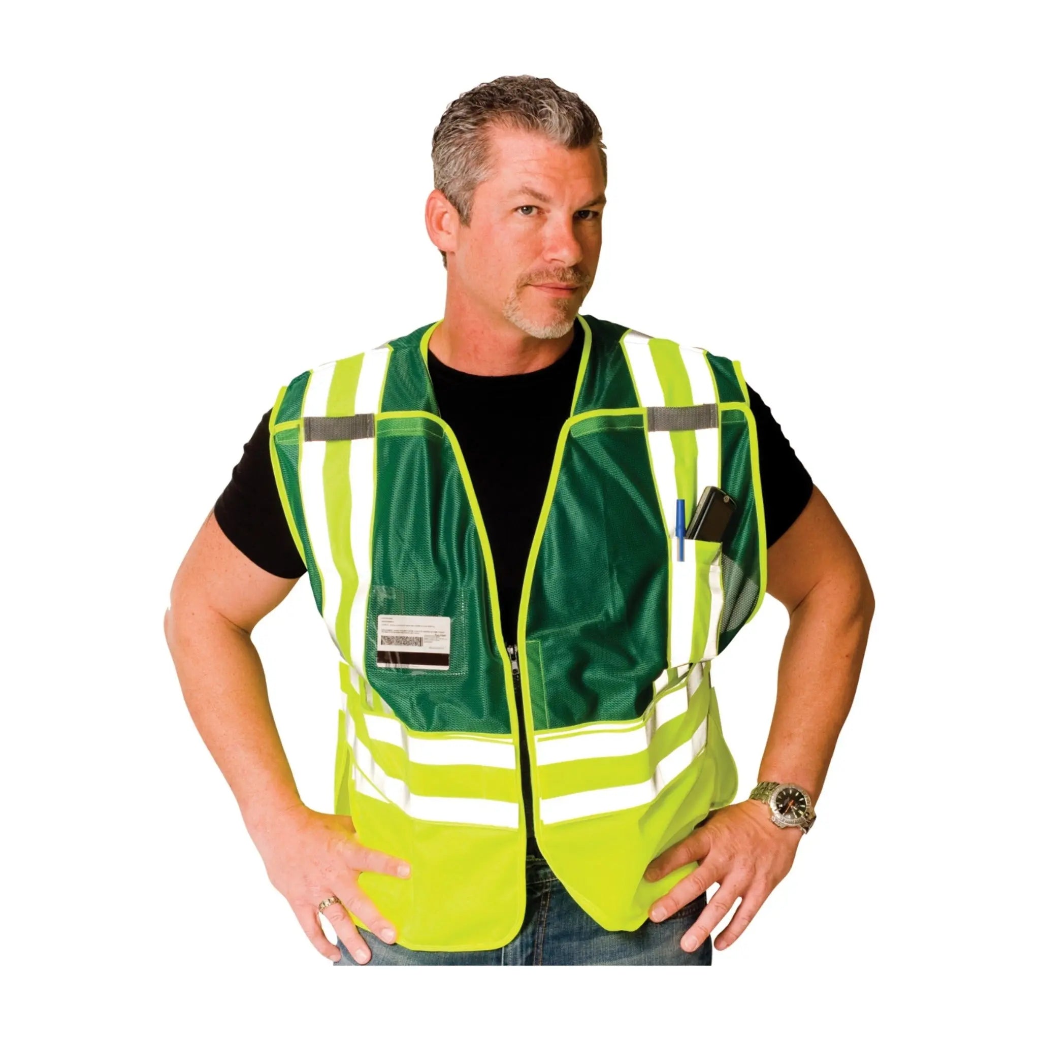 PIP 302-PSV-GRN ANSI Type P Class 2 Incident Command Safety Vest_Image