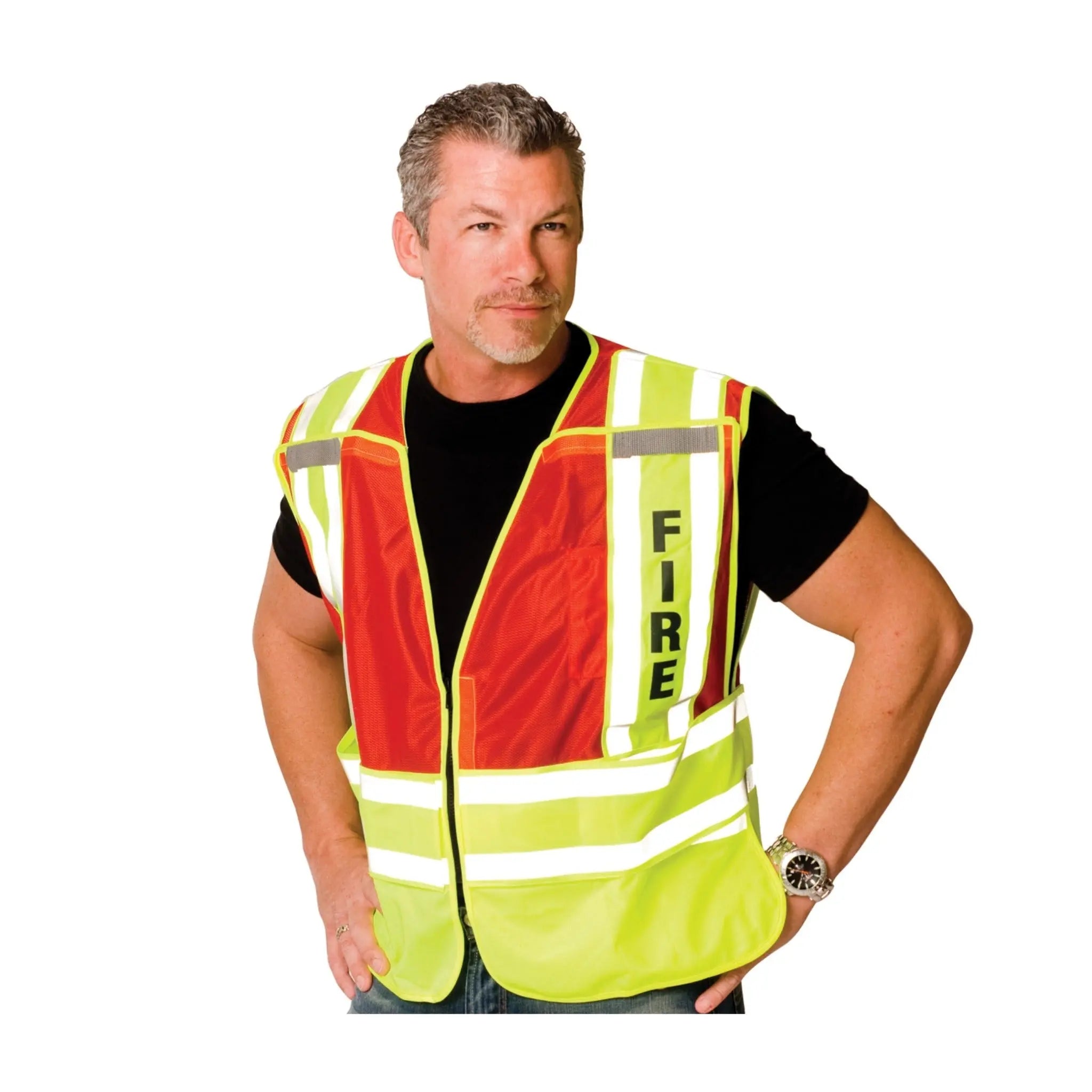 PIP 302-PSV-RED ANSI Type P Class 2 Public Safety Vest with FIRE Logo_Image
