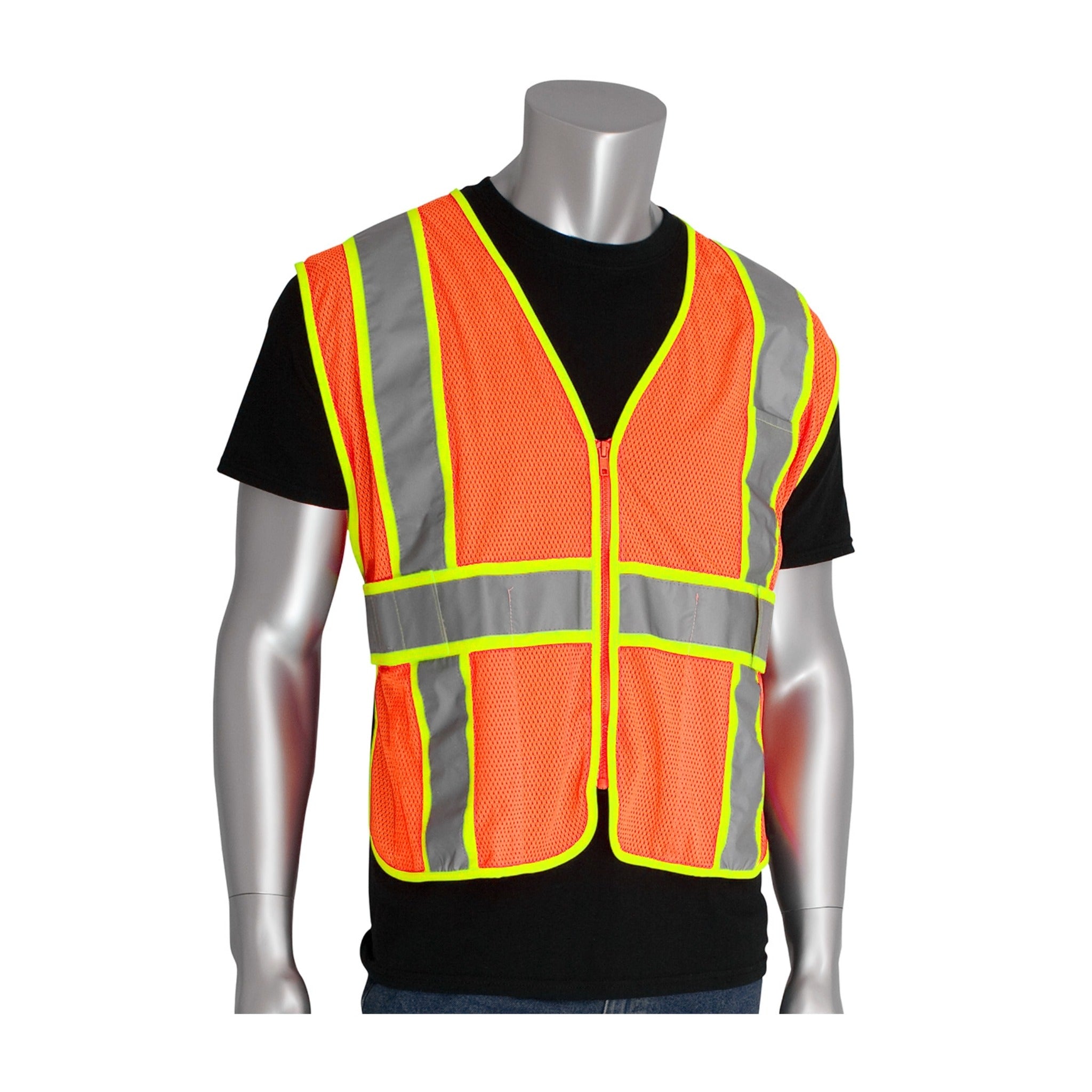 PIP 302-USV5 ANSI Type R Class 2 Expandable Two-Tone Mesh Vest_Orange_Main_Image