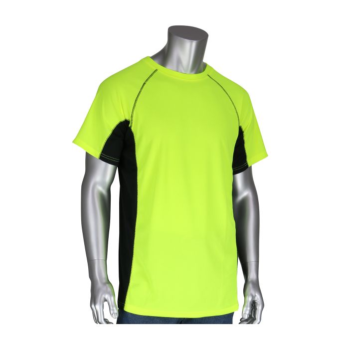 PIP Non-ANSI Short Sleeve 50+ UPF Sun Protection, Insect Repellent Treatment and Black Trim Wicking T-Shirt Yellow Color 2XL Size - 1 EA