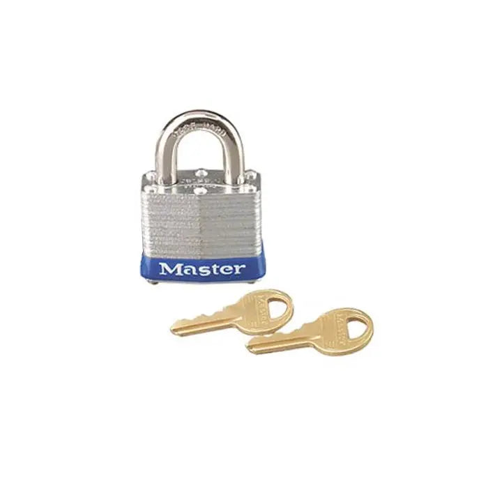 Masterlock Steel Padlock with Blue Bumper - Keyed Different