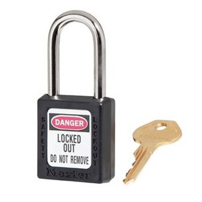 Master Lock 410KABLK Zenex Thermoplastic Safety Padlocks, Keyed Alike, Black, Box of 6