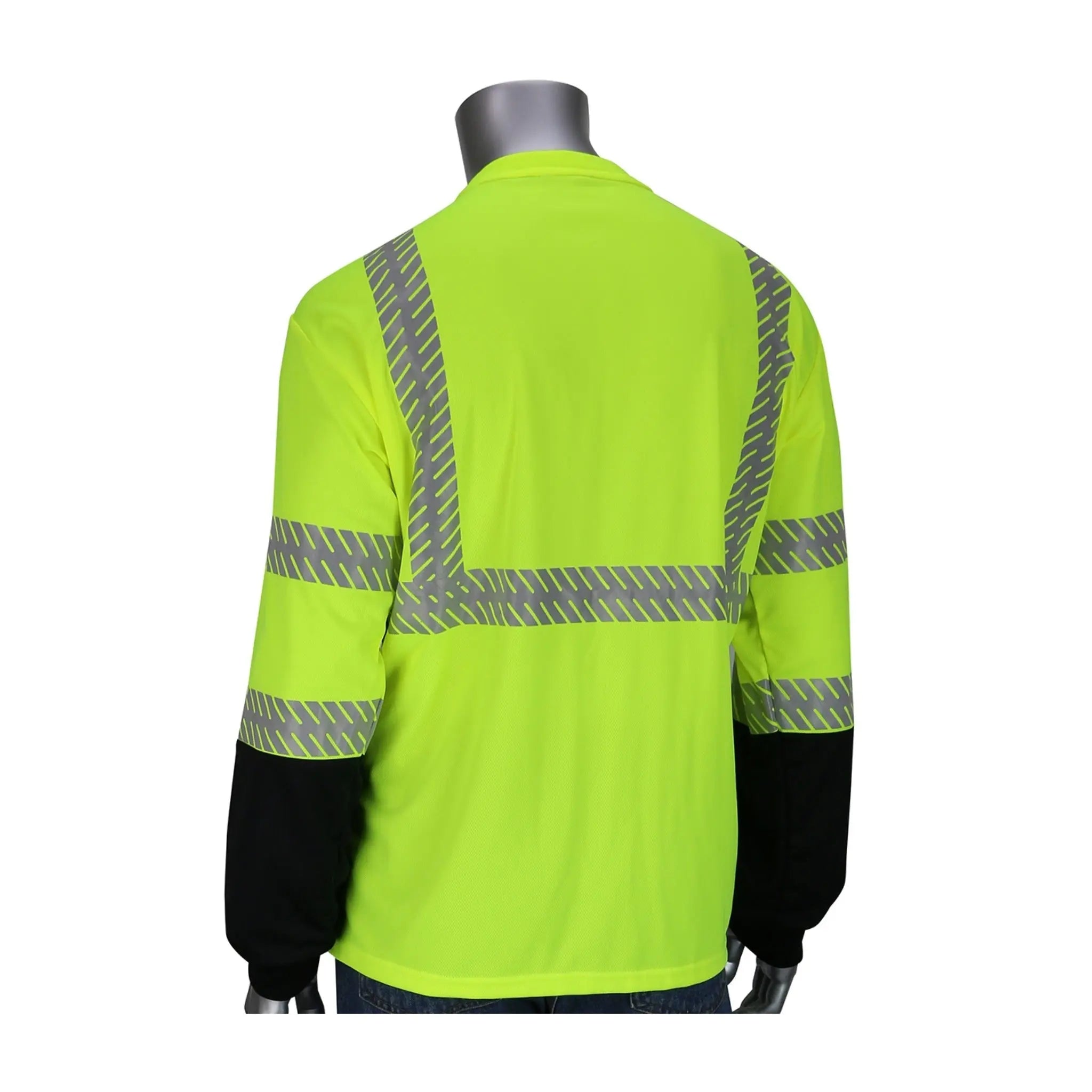 PIP 313-1375B-LY ANSI Type R Class 3 Long Sleeve T-Shirt with 50+ UPF Sun Protection and Built-in Insect Repellent_Back_Image