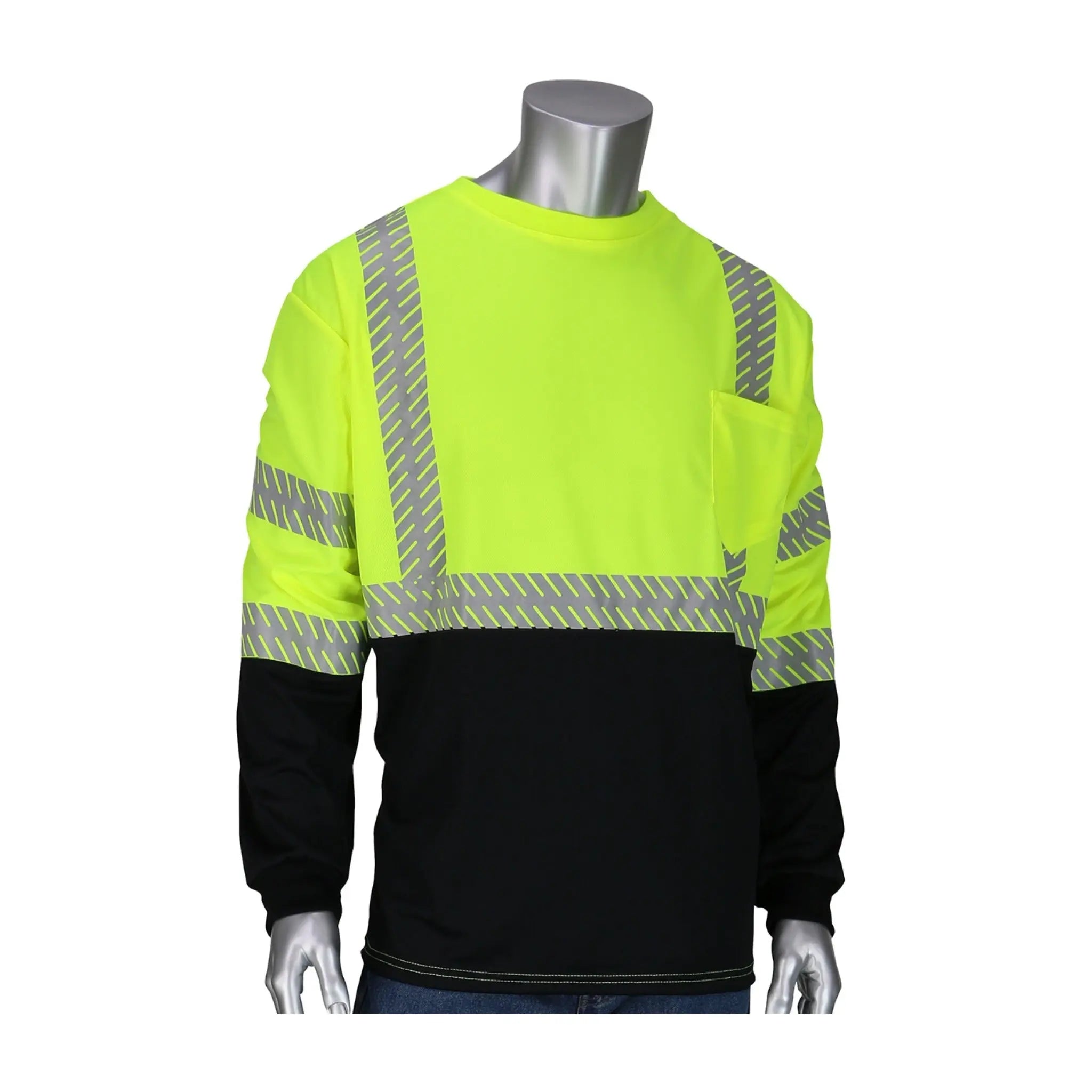 PIP 313-1375B-LY ANSI Type R Class 3 Long Sleeve T-Shirt with 50+ UPF Sun Protection and Built-in Insect Repellent_Main_Image
