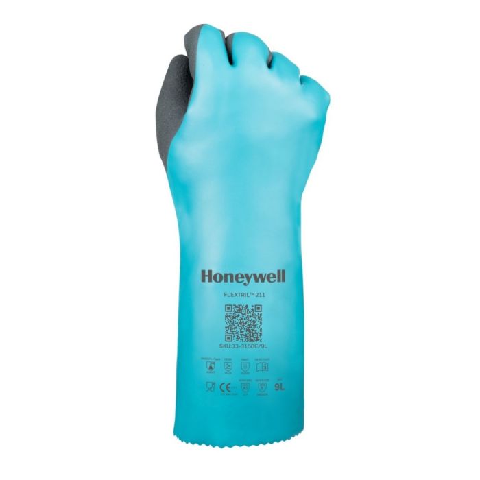 Honeywell Flextril 101V 32-3011E Unlined Nitrile Chemical Gloves, Blue, Pack of 12 Pairs