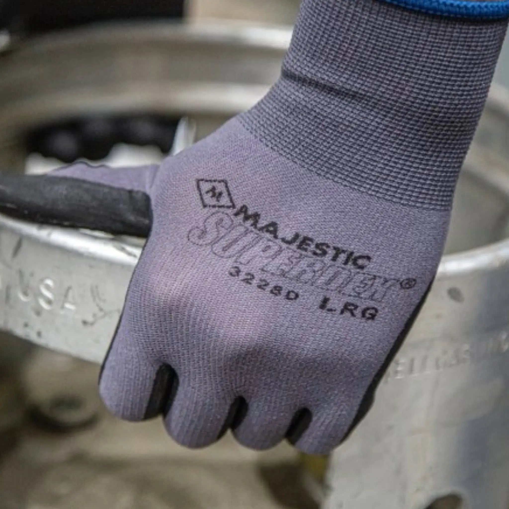 MAJESTIC GLOVE 3228D SuperDex Micro Foam Nitrile Palm Coated Glove, Gray/Black, 1 Dozen-Model-2